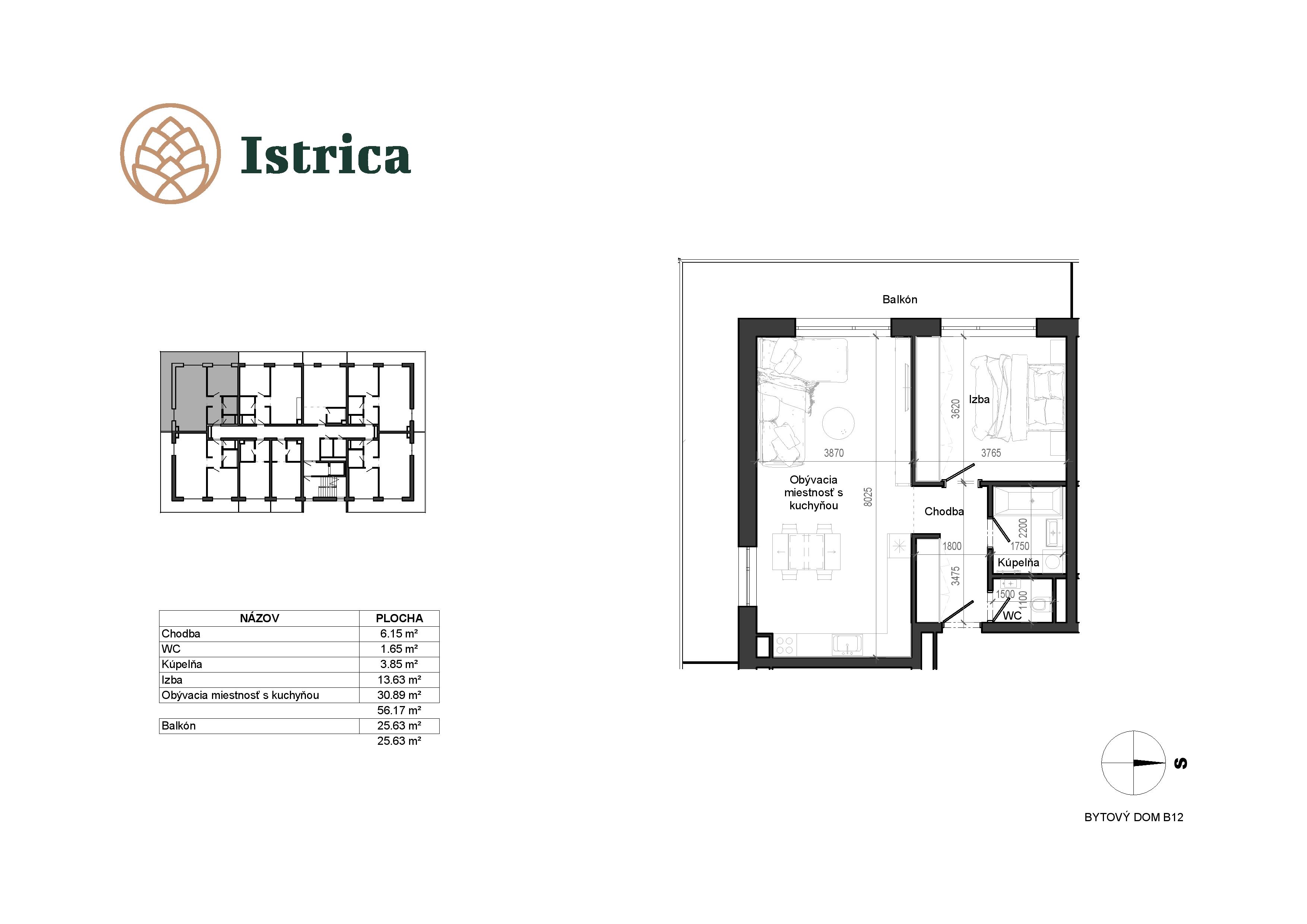 Istrica - B12 – 2D - Pôdorys