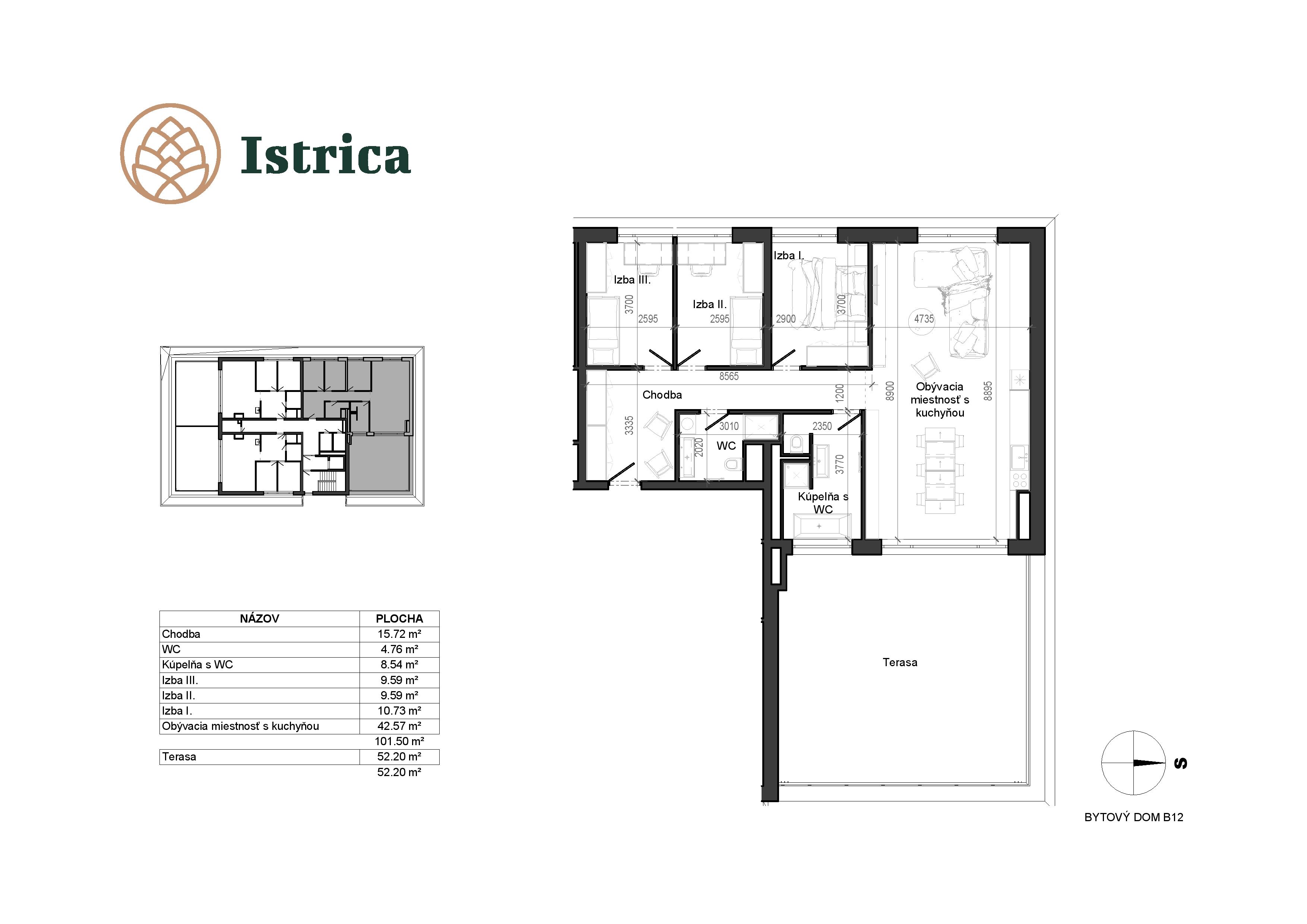 Istrica - B12 – 5C - Pôdorys