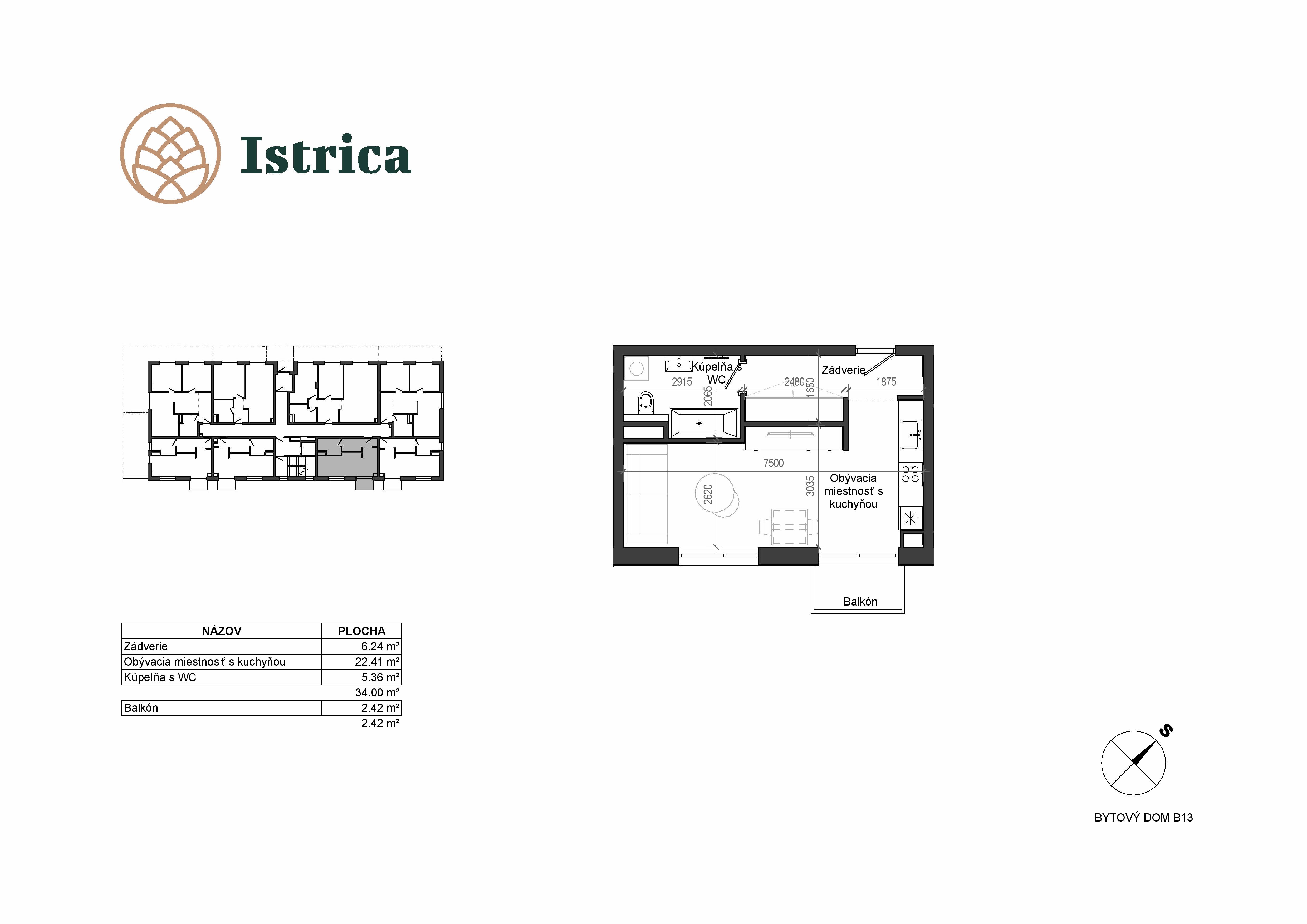 Istrica - B13 – 1H - Pôdorys