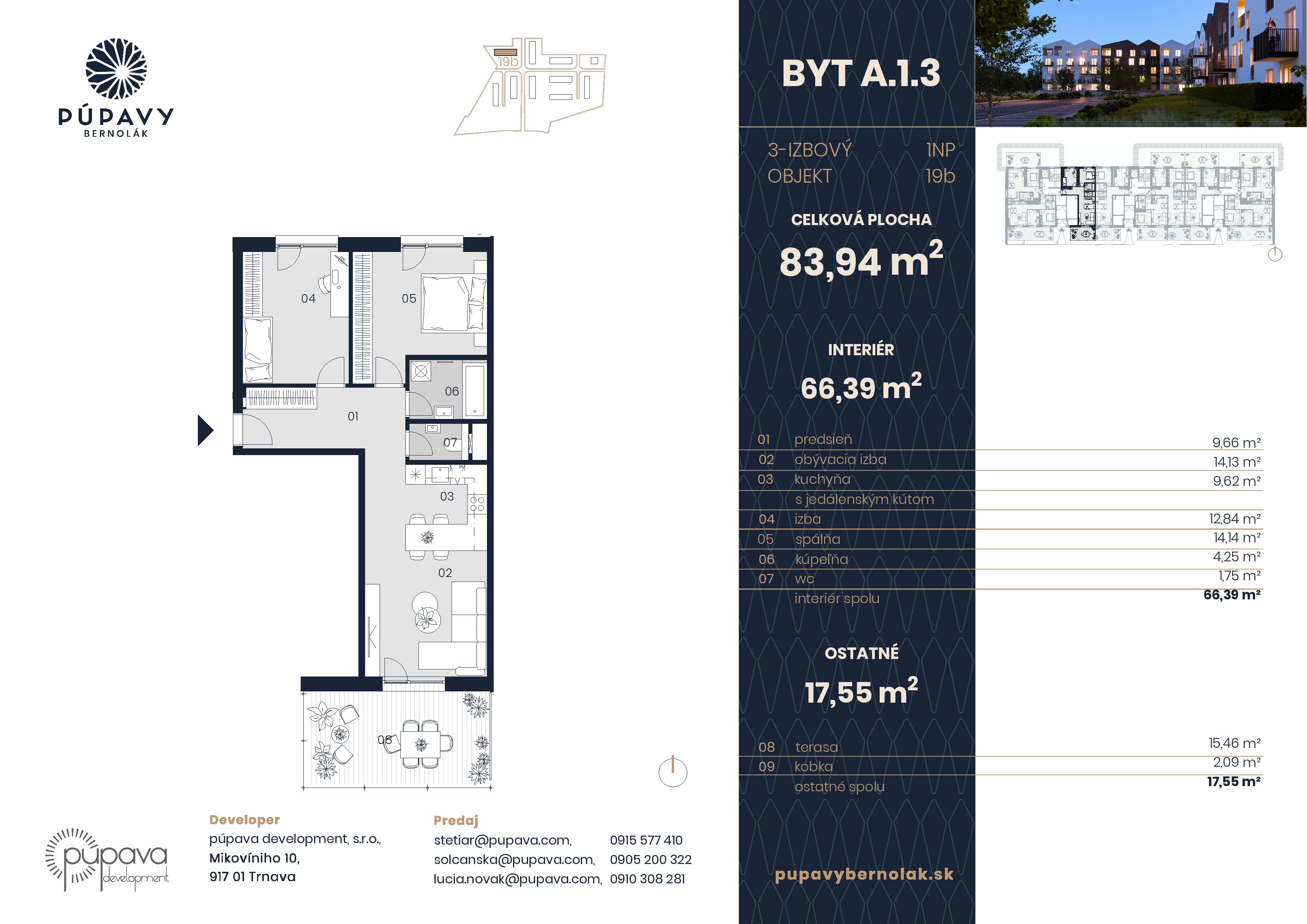 Púpavy Bernolák - 19-A1.3 - Pôdorys