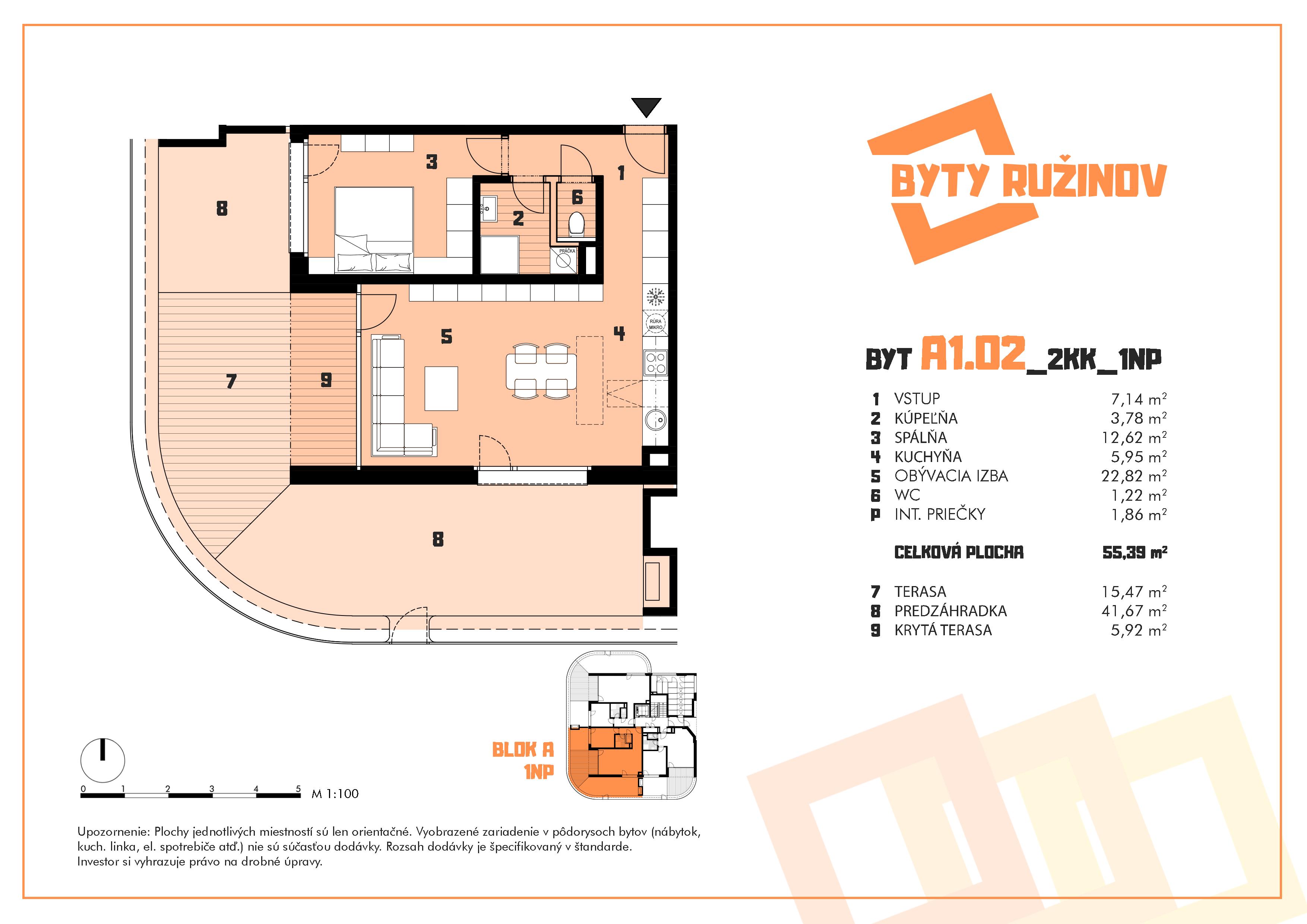 Byty Ružinov - A1.02 - Pôdorys
