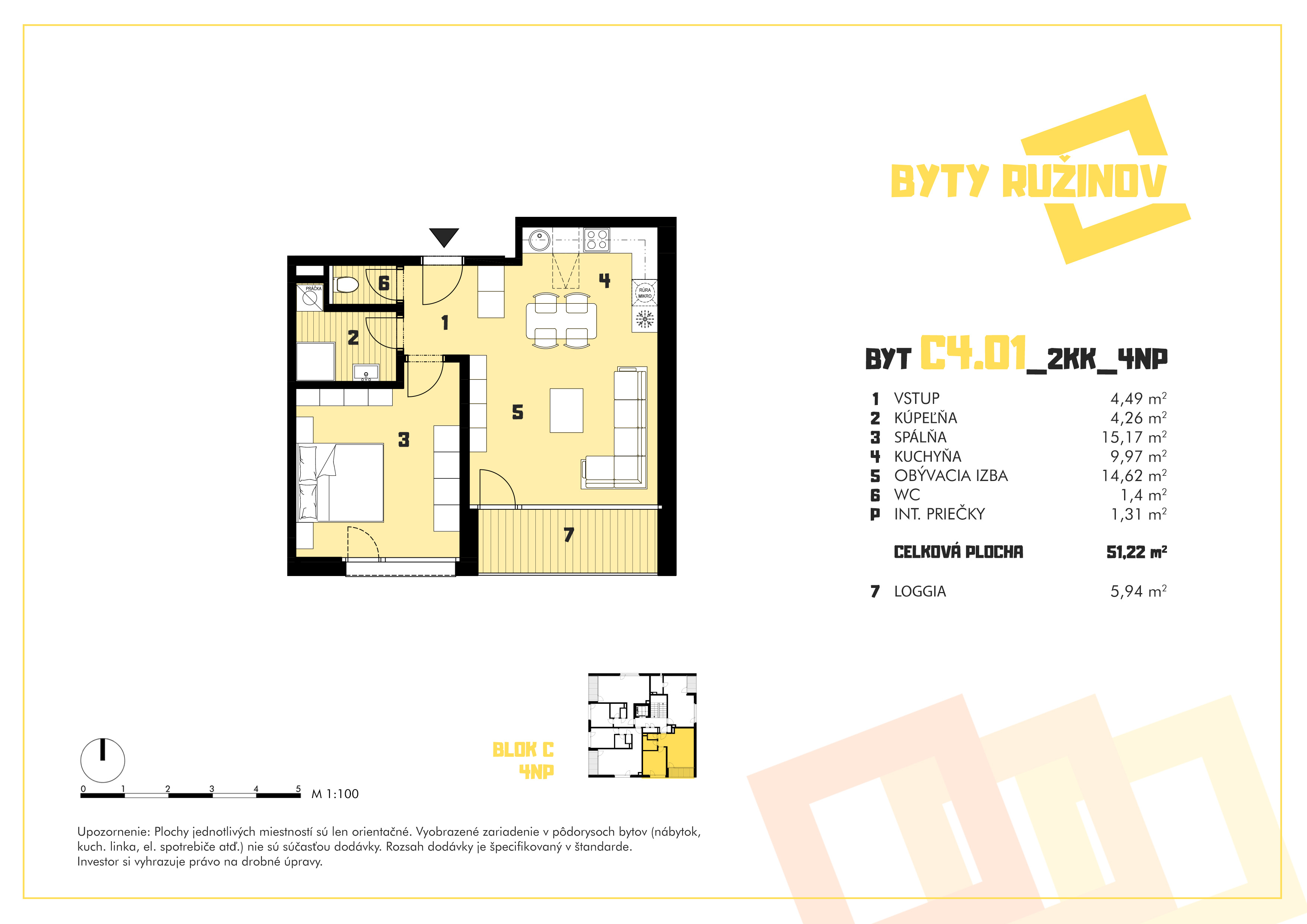 Byty Ružinov - C4.01 - Pôdorys