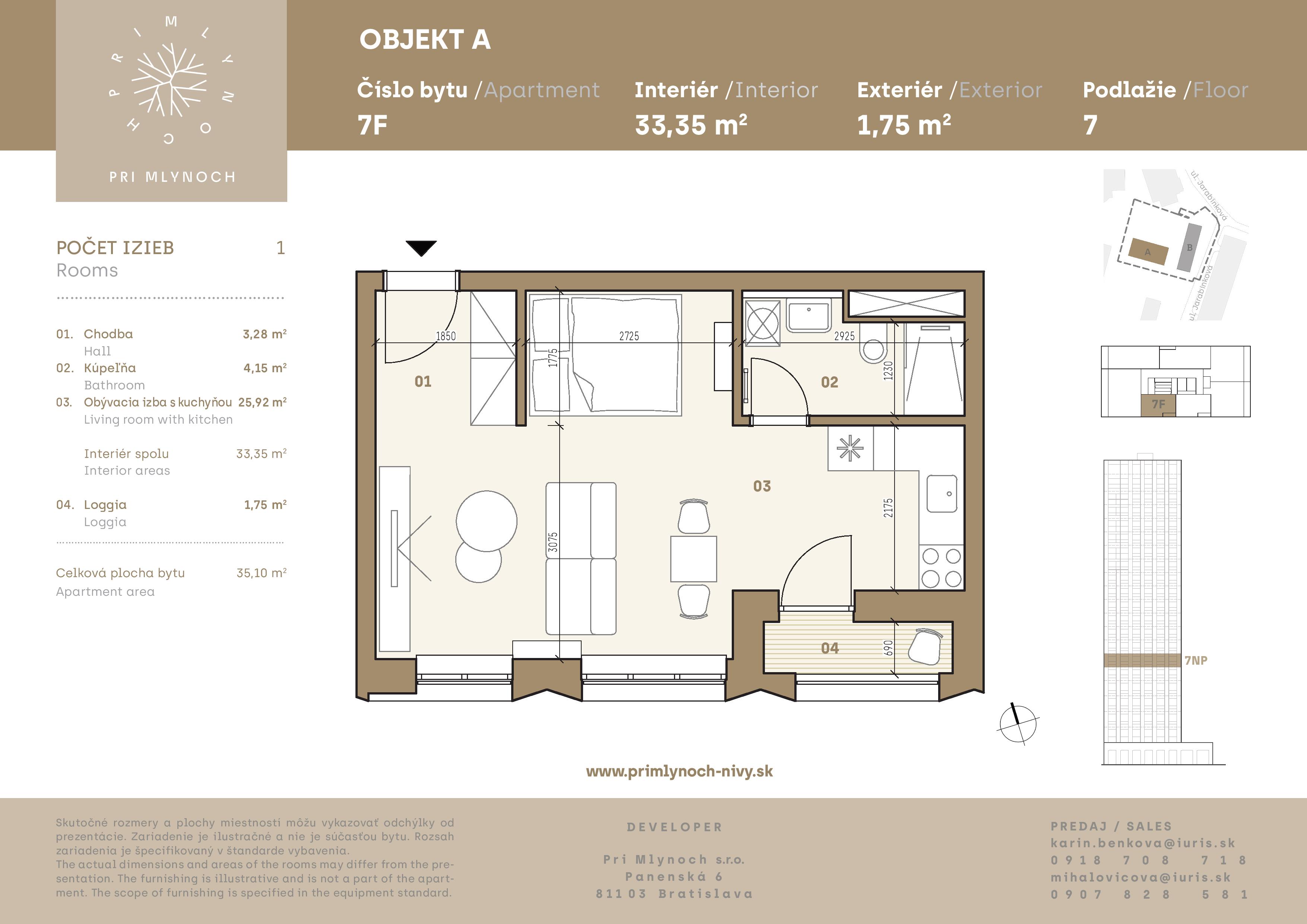 Pri Mlynoch - 7F - Pôdorys