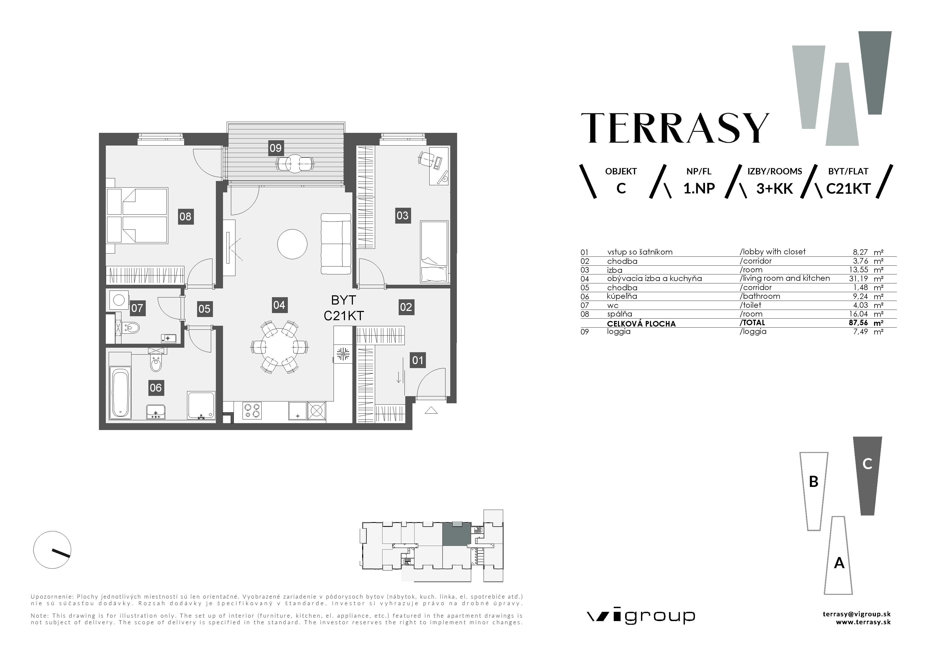 Terrasy - C21KT - Pôdorys