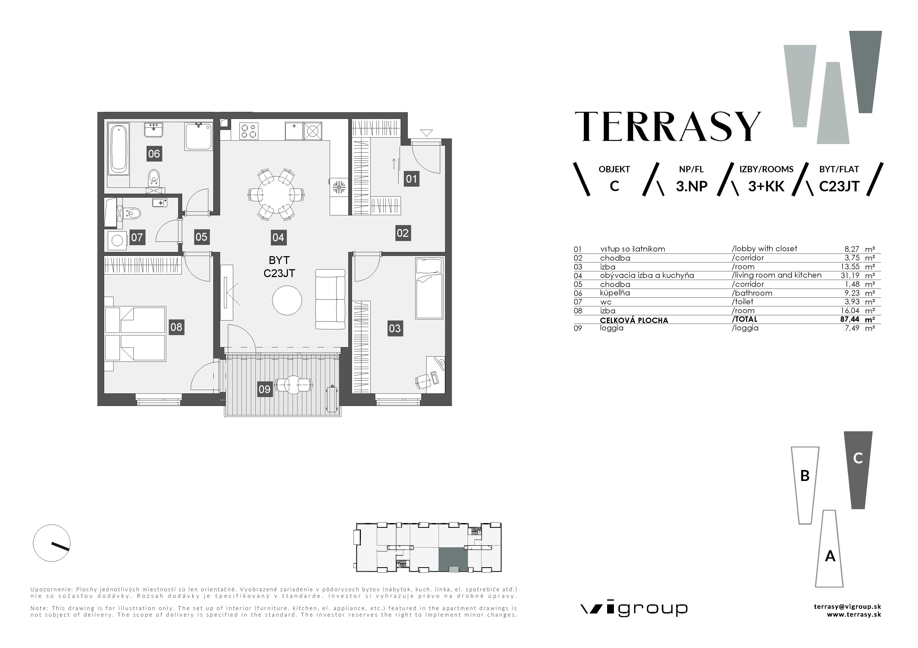 Terrasy - C23JT - Pôdorys
