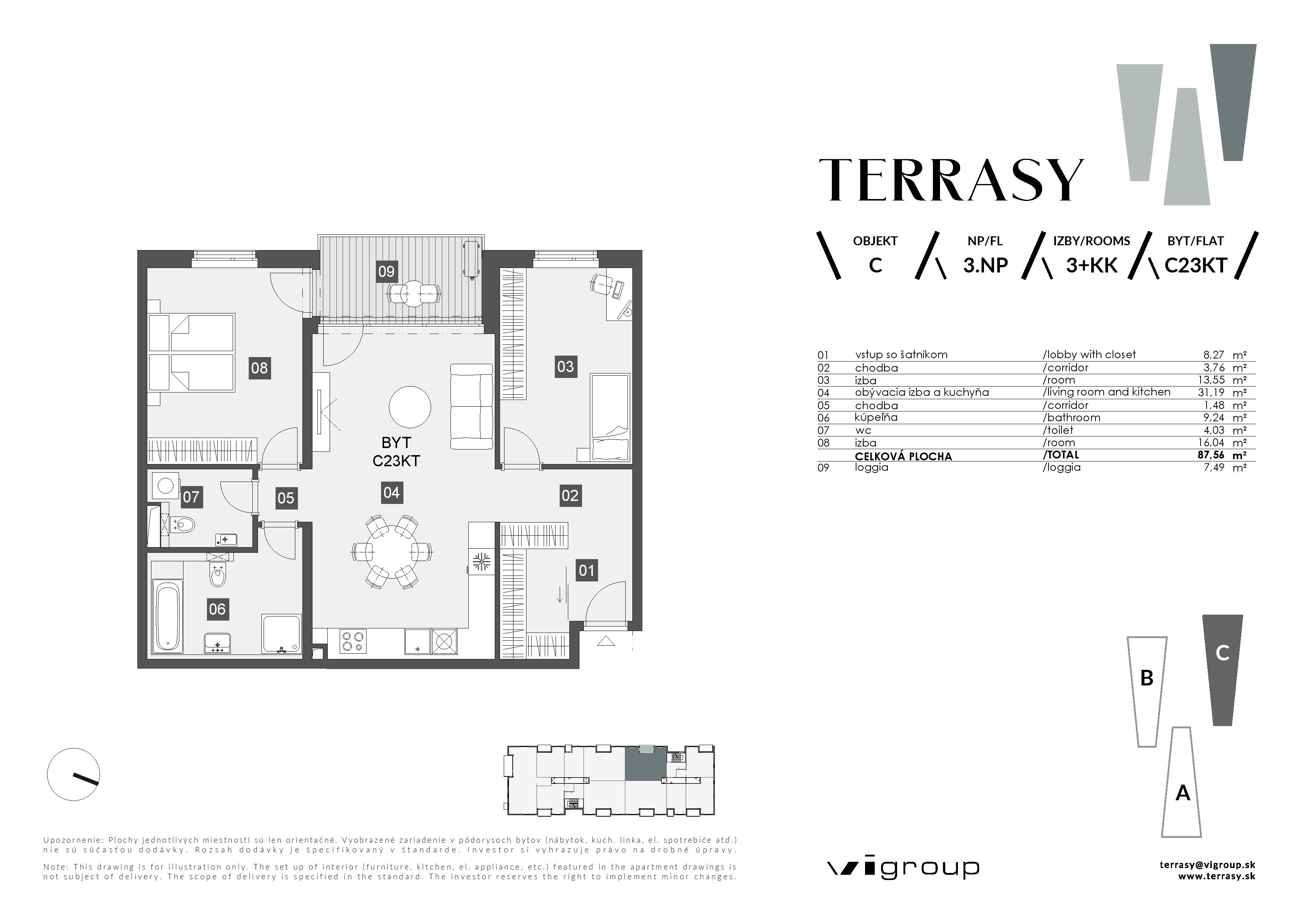 Terrasy - C23KT - Pôdorys