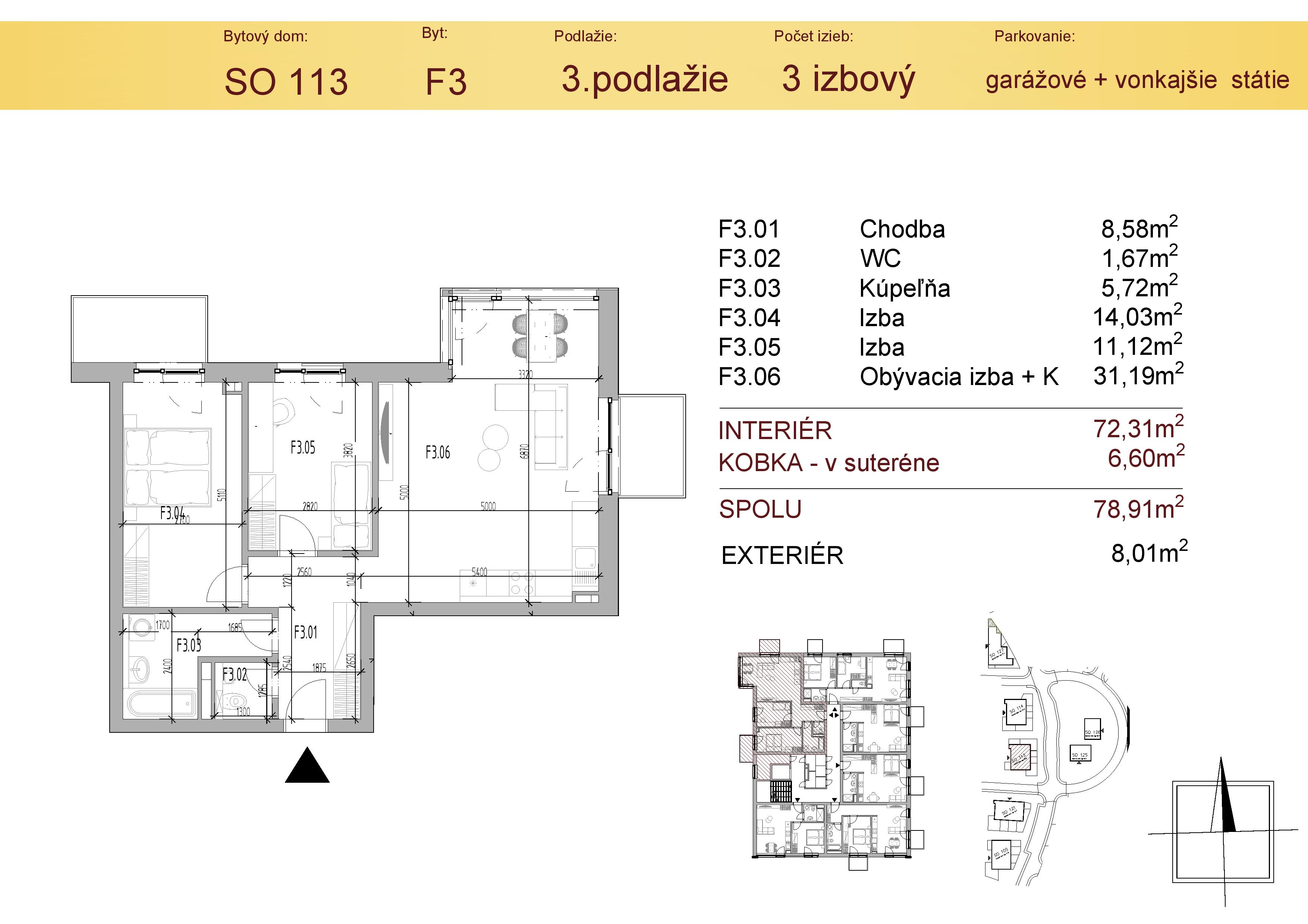 Malý Raj Residence - F3 - Pôdorys