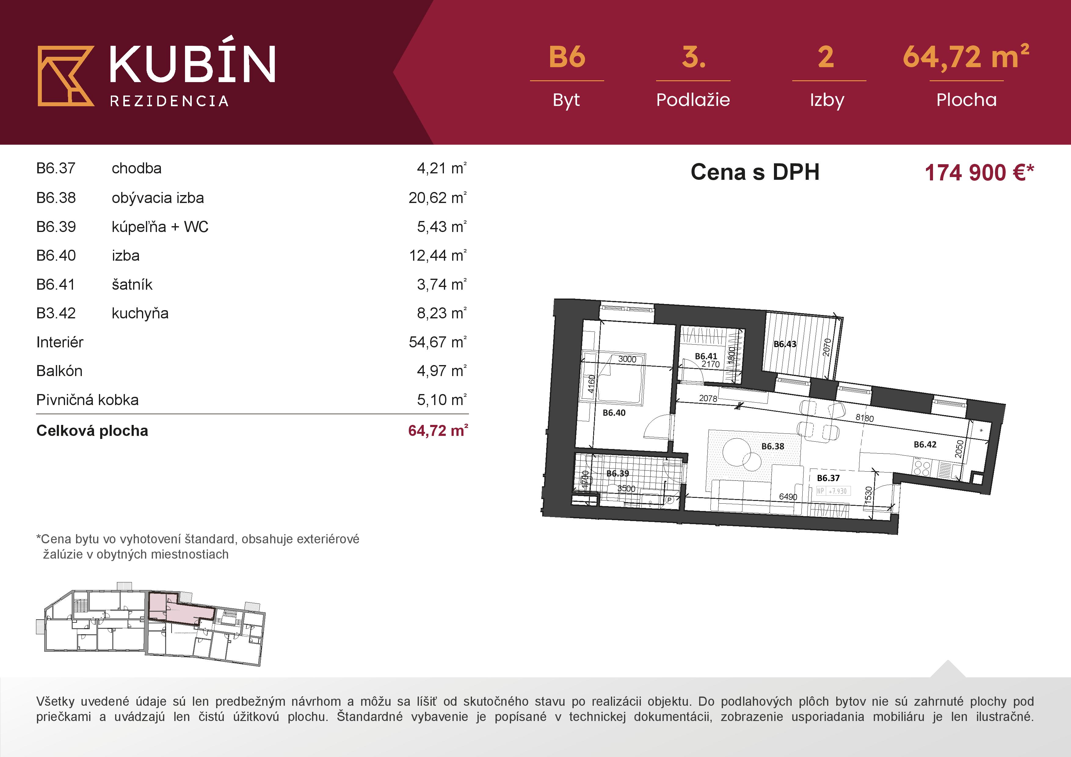 Rezidencia Kubín - B6 - Pôdorys