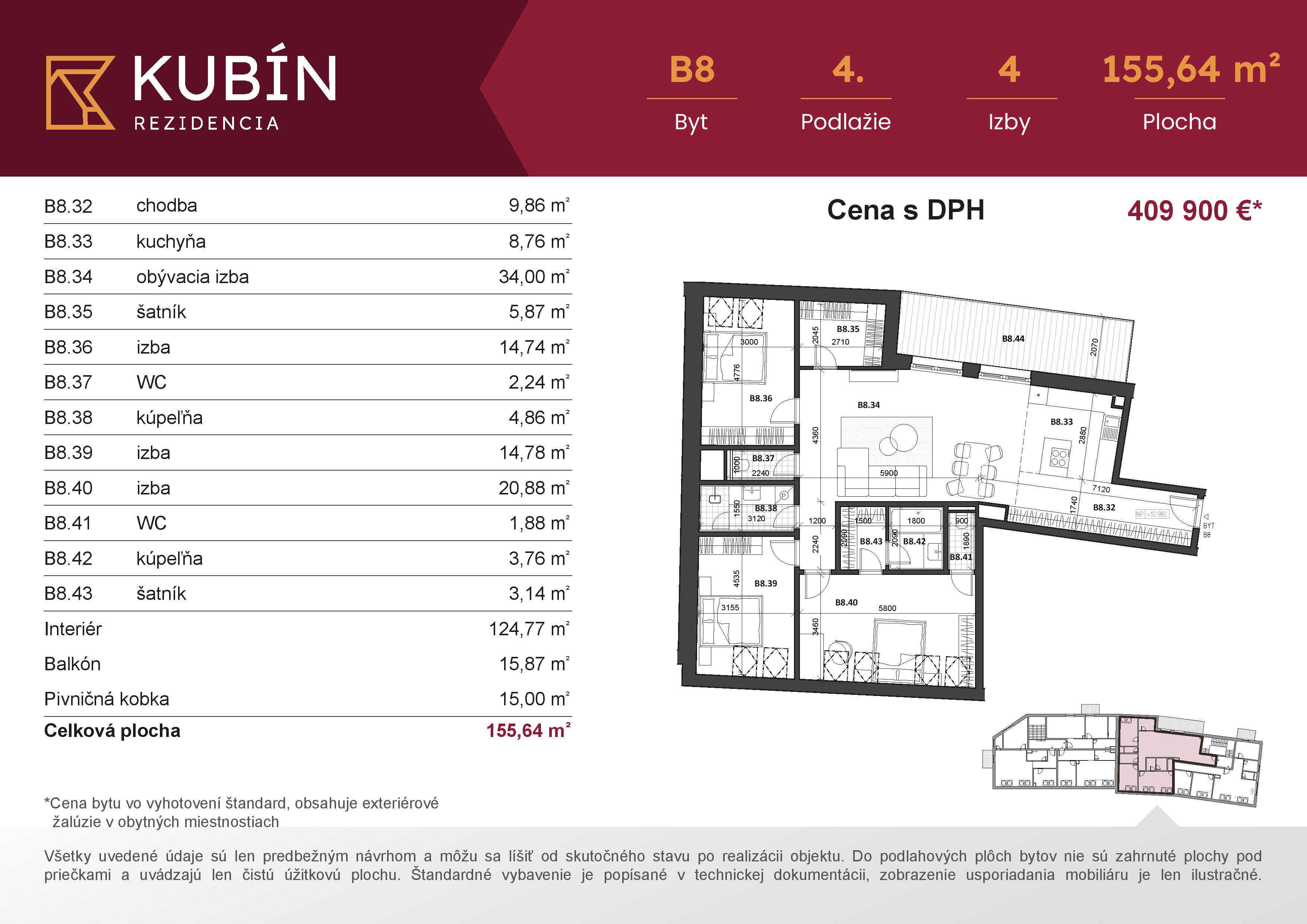 Rezidencia Kubín - B8 - Pôdorys