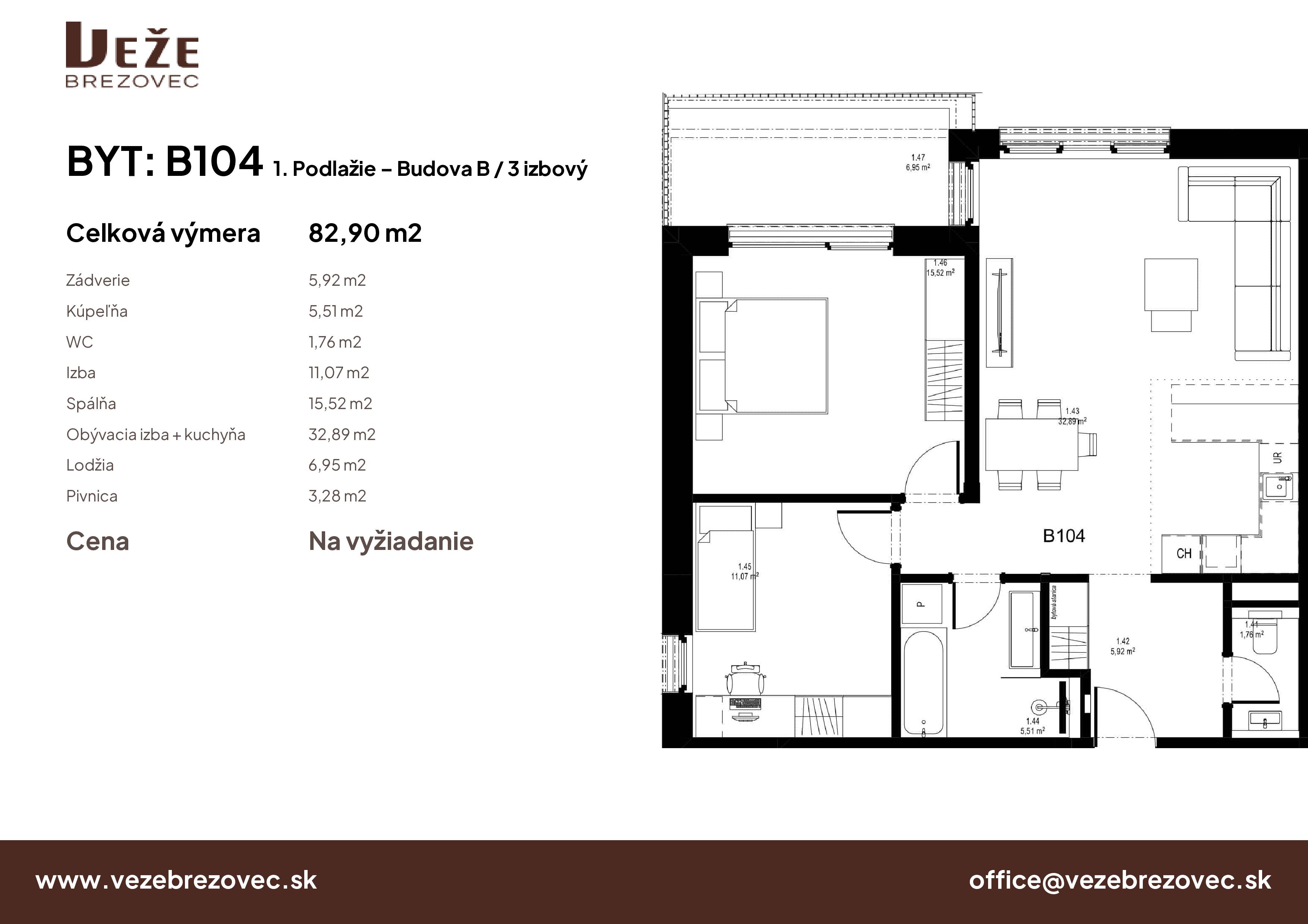 Veže Brezovec - B104 - Pôdorys