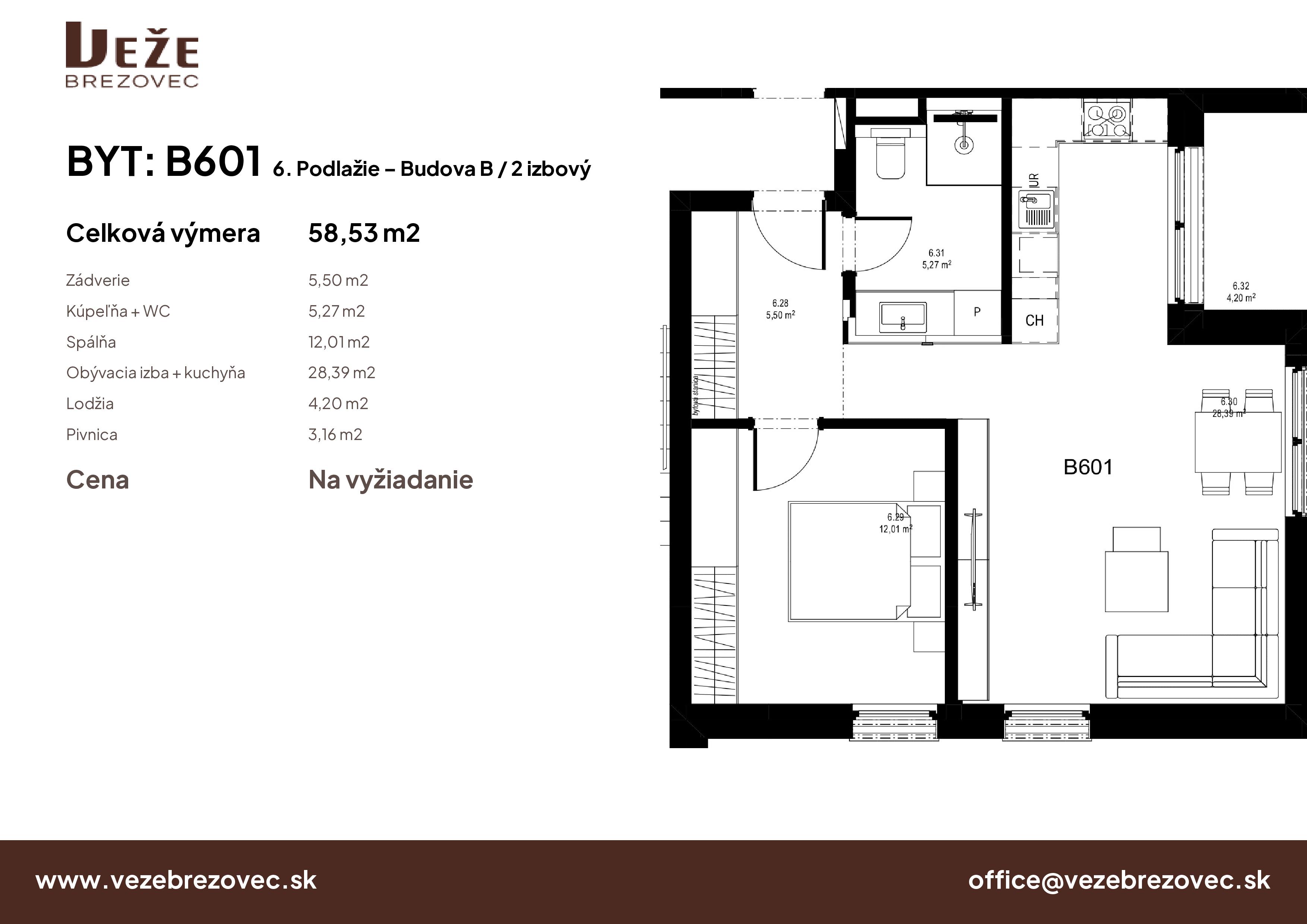 Veže Brezovec - B601 - Pôdorys