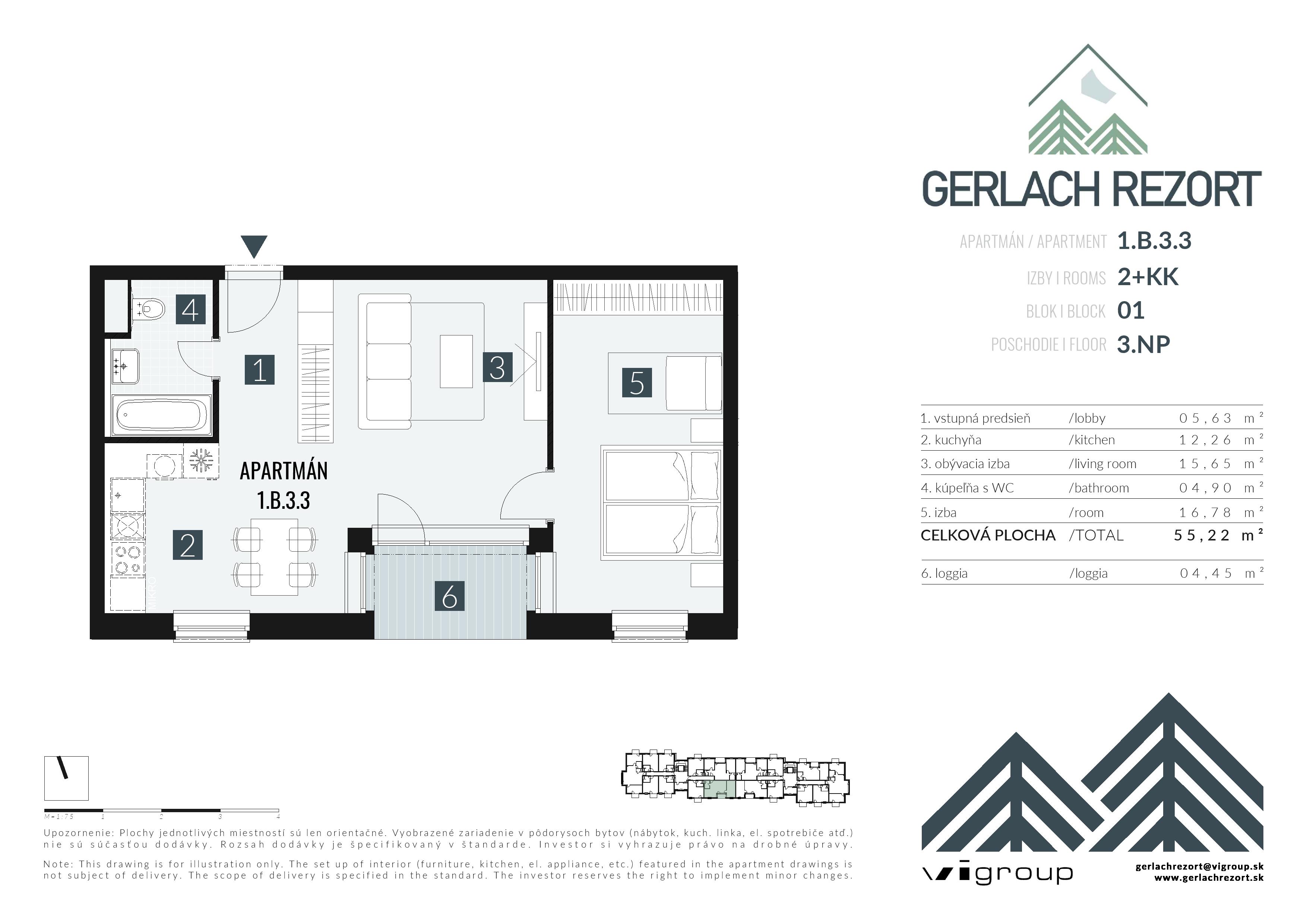 Gerlach Rezort - 1.B.3.3 - Pôdorys