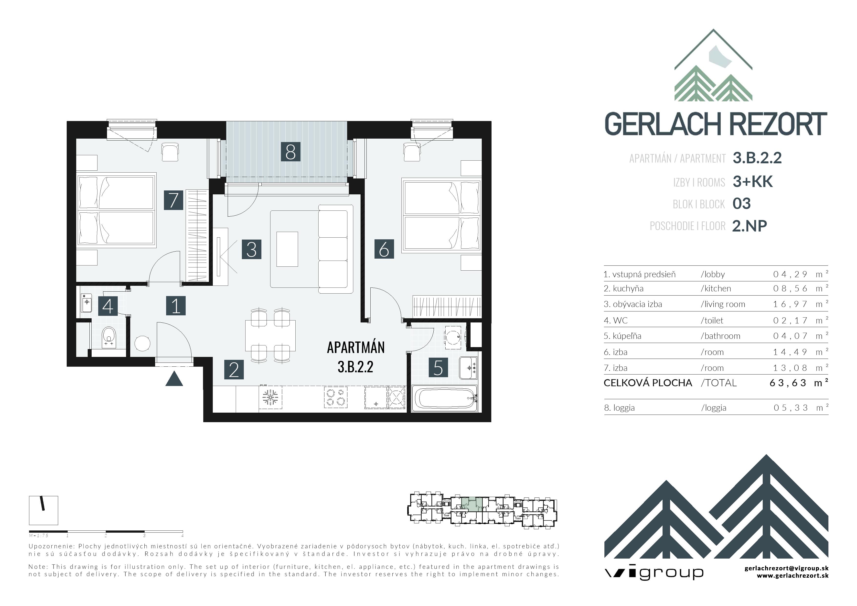 Gerlach Rezort - 3.B.2.2 - Pôdorys