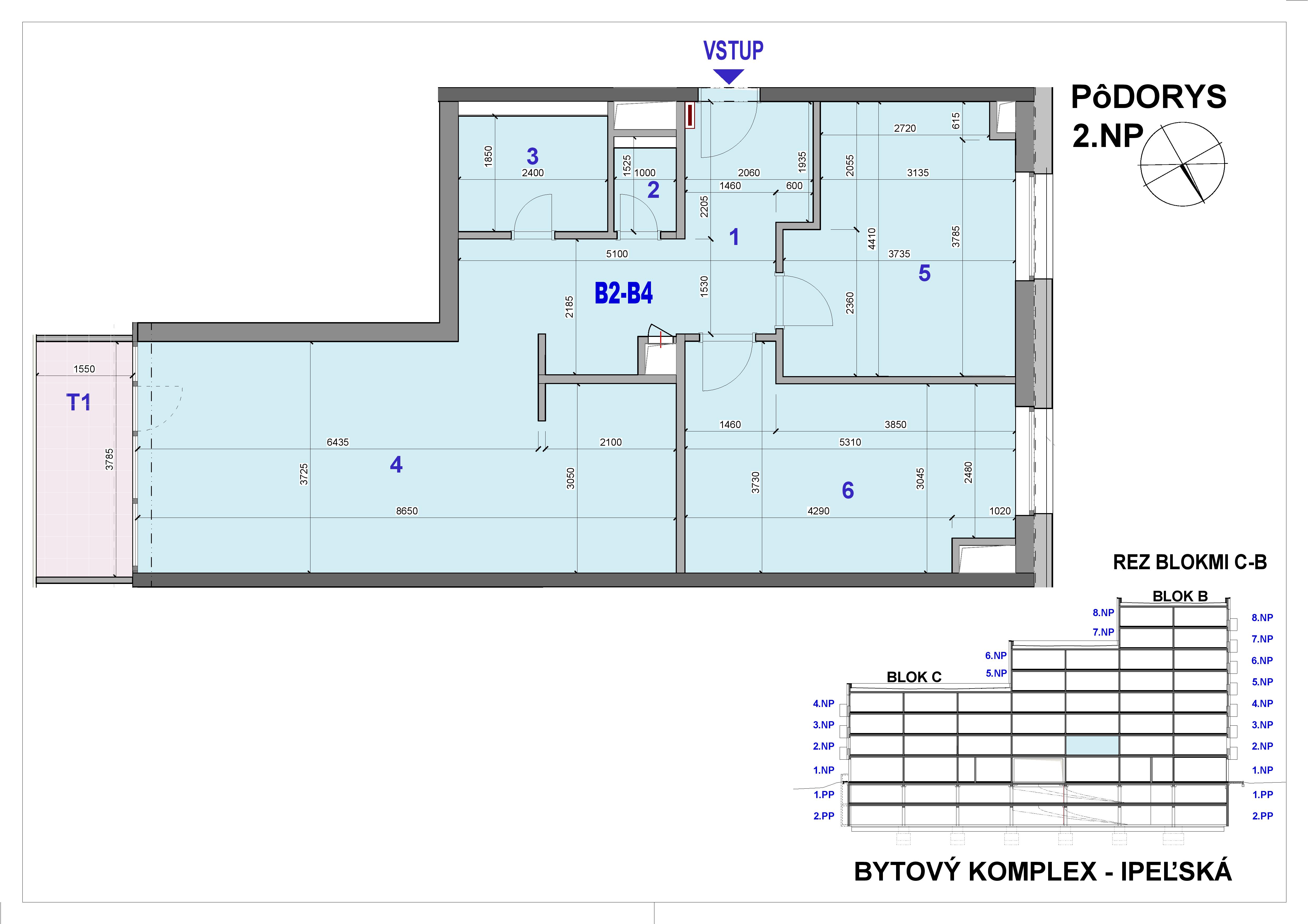 Ipeľská - B2-B4 - Pôdorys