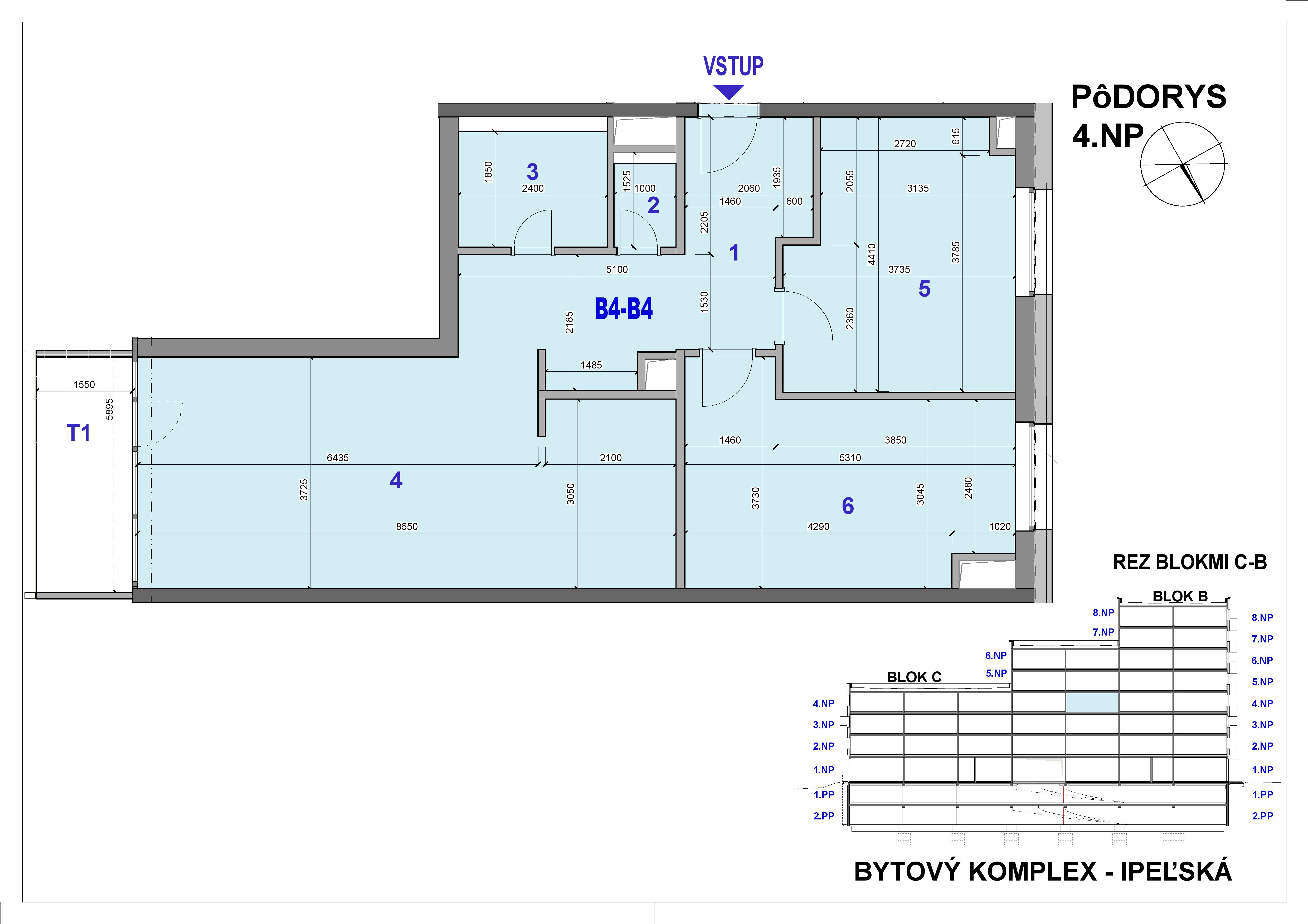 Ipeľská - B4-B4 - Pôdorys