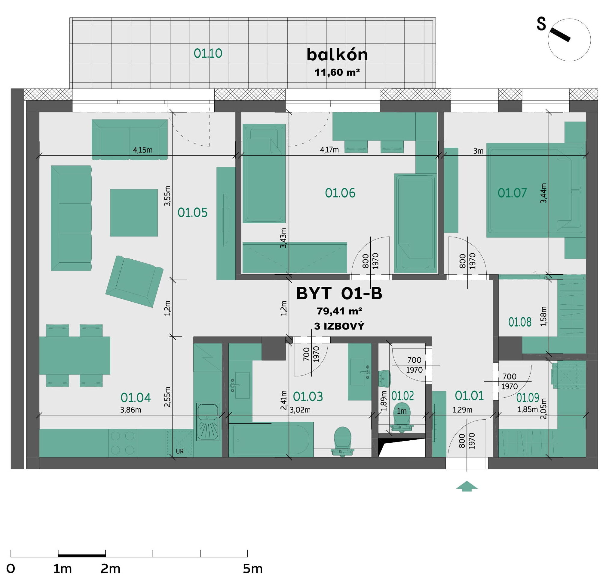 Rezidencia Louis Pasteur - 301-B - Pôdorys