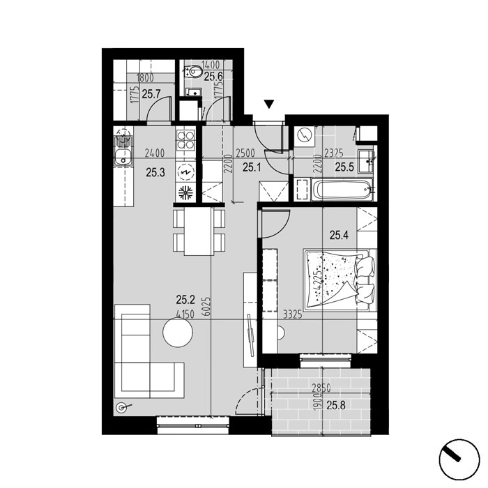 Hliny 1 - A25 - Pôdorys