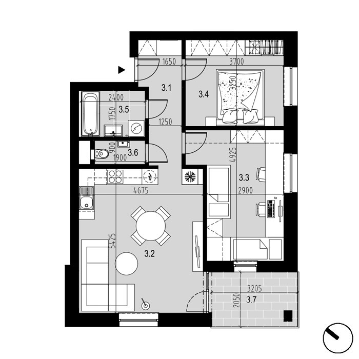 Hliny 1 - A3 - Pôdorys