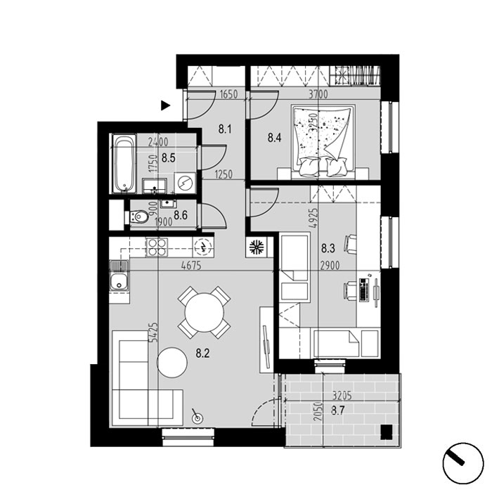 Hliny 1 - A8 - Pôdorys