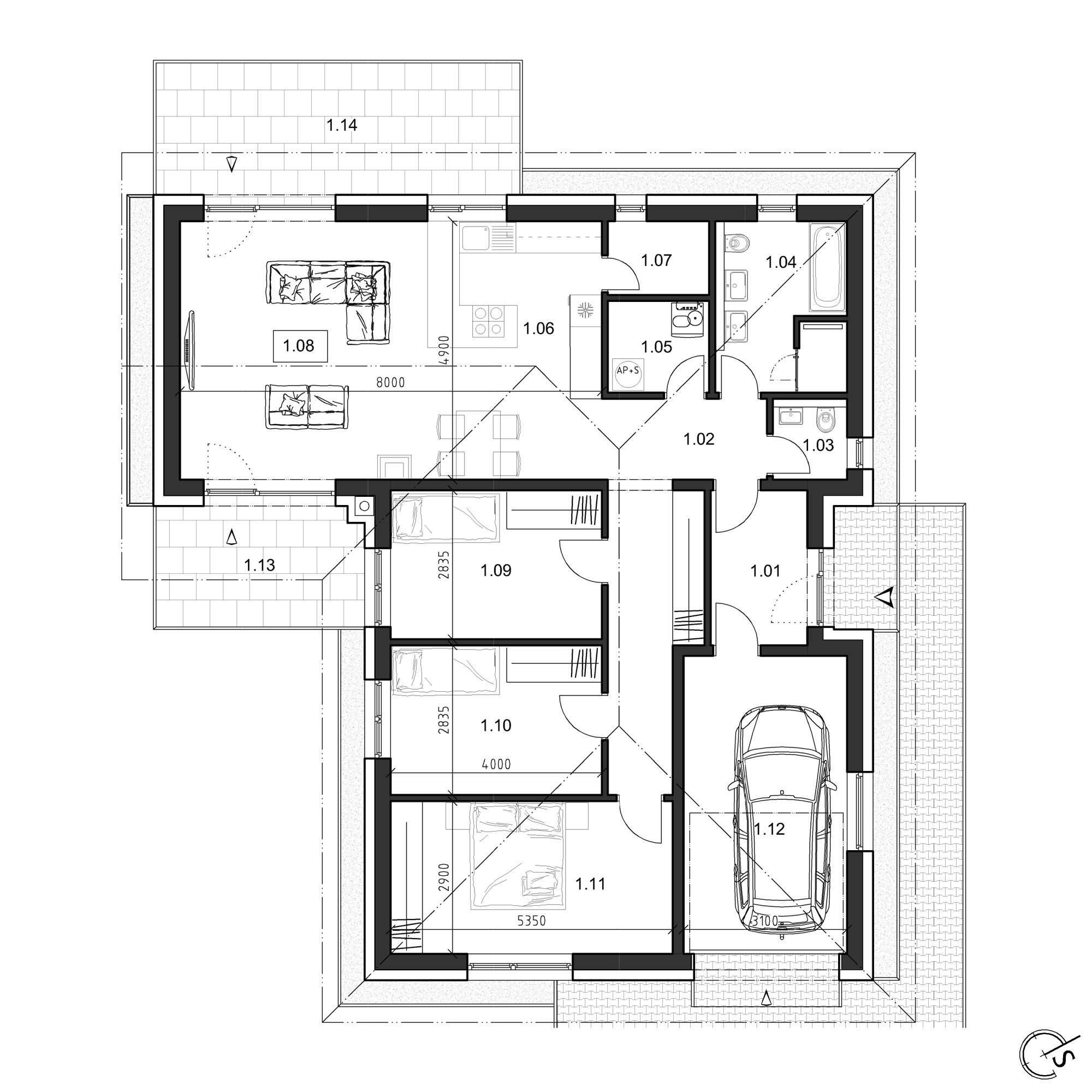 Hliny 1 - RD 106 - Pôdorys