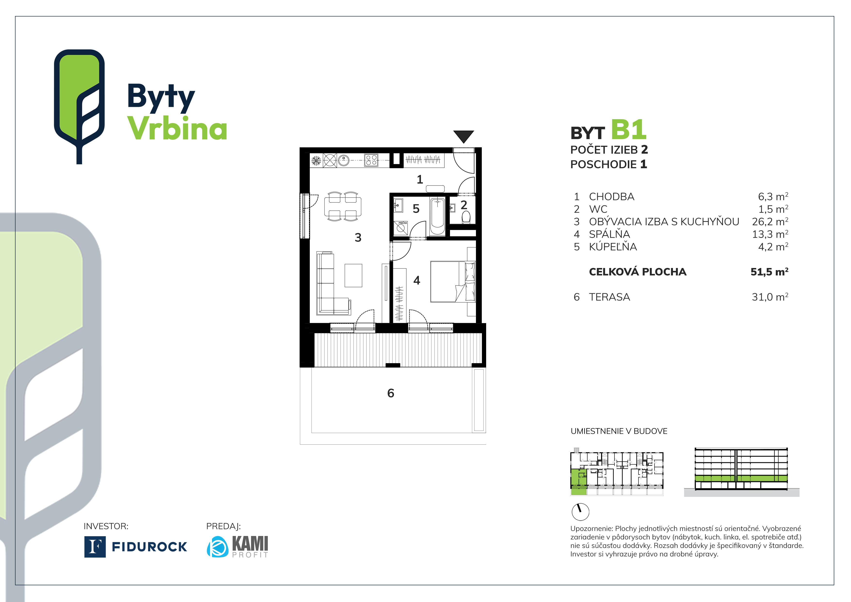 Byty Vrbina - B1 - Pôdorys