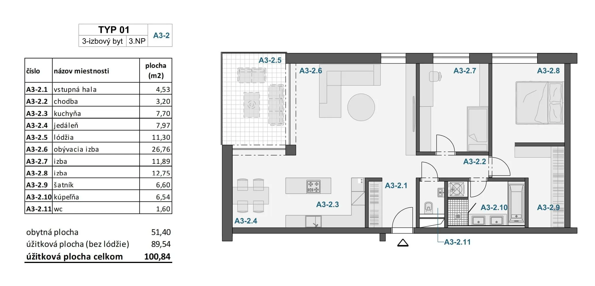 Záhradky - 14.A3-2 - Pôdorys
