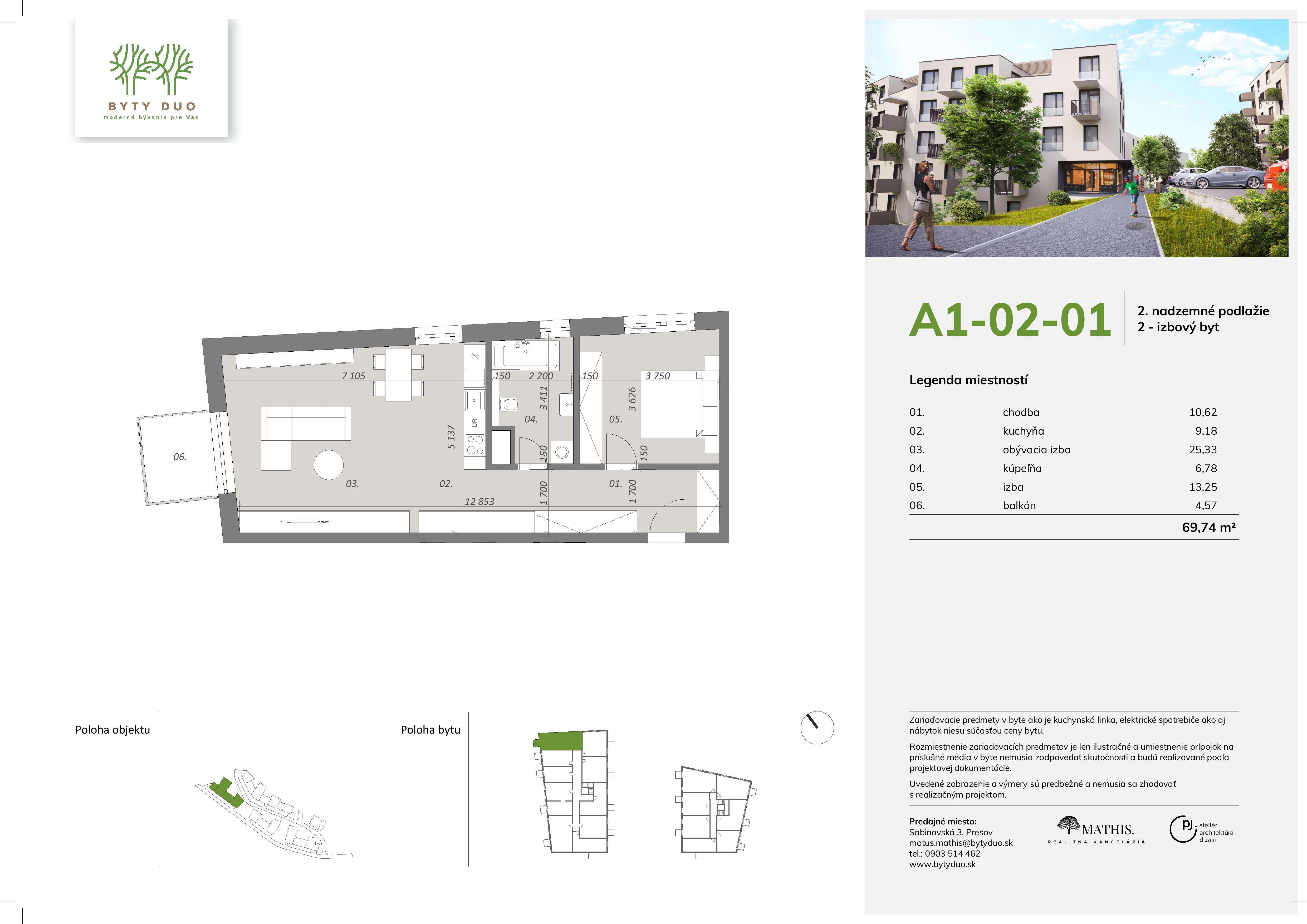Byty Duo - A1-02-01 - Pôdorys