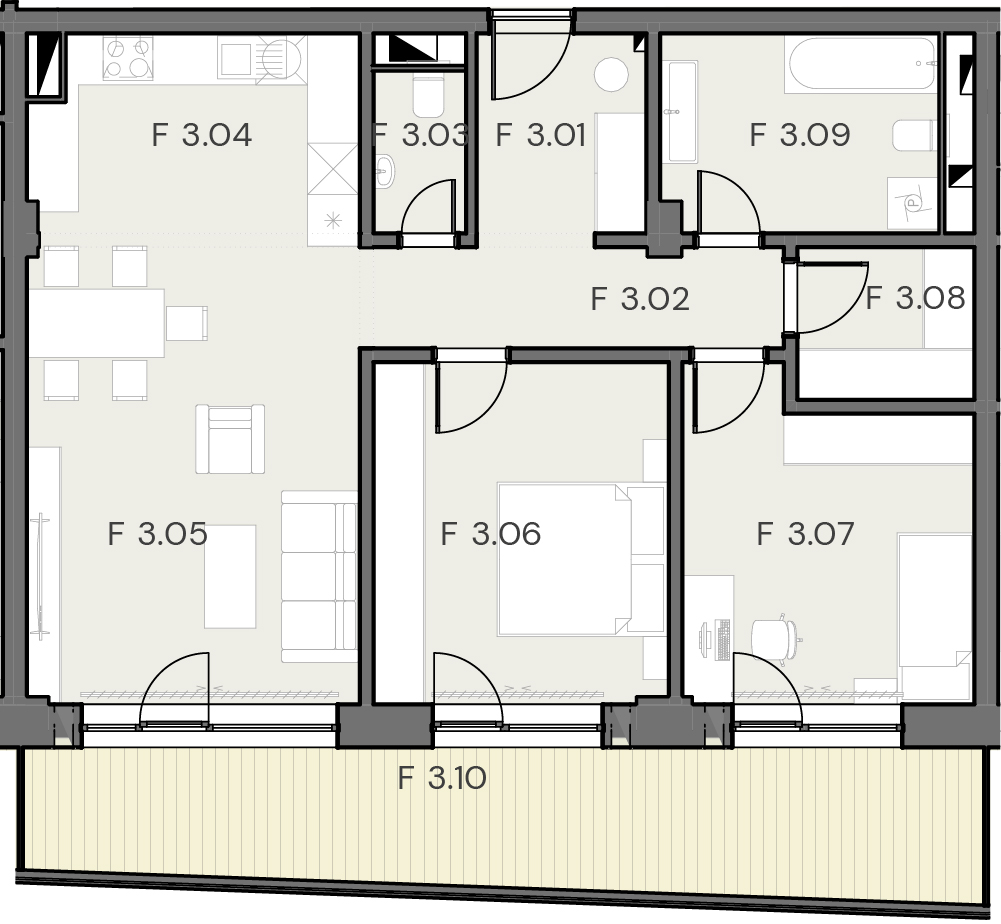 Pražská - B 3.F - Pôdorys