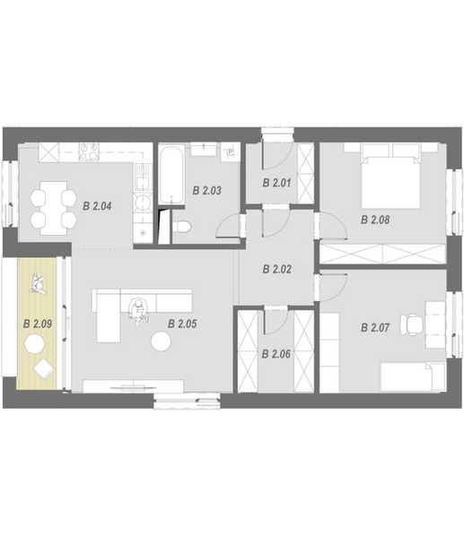 Rezidencia Masaryková - B2 (B1) - Pôdorys