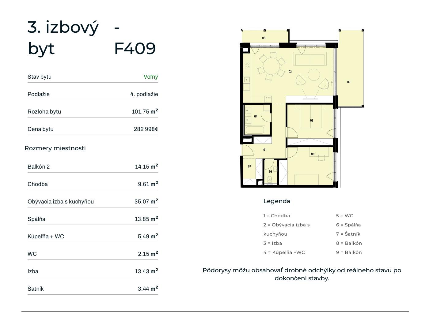 Rezidencia Rusínska - F409 - Pôdorys