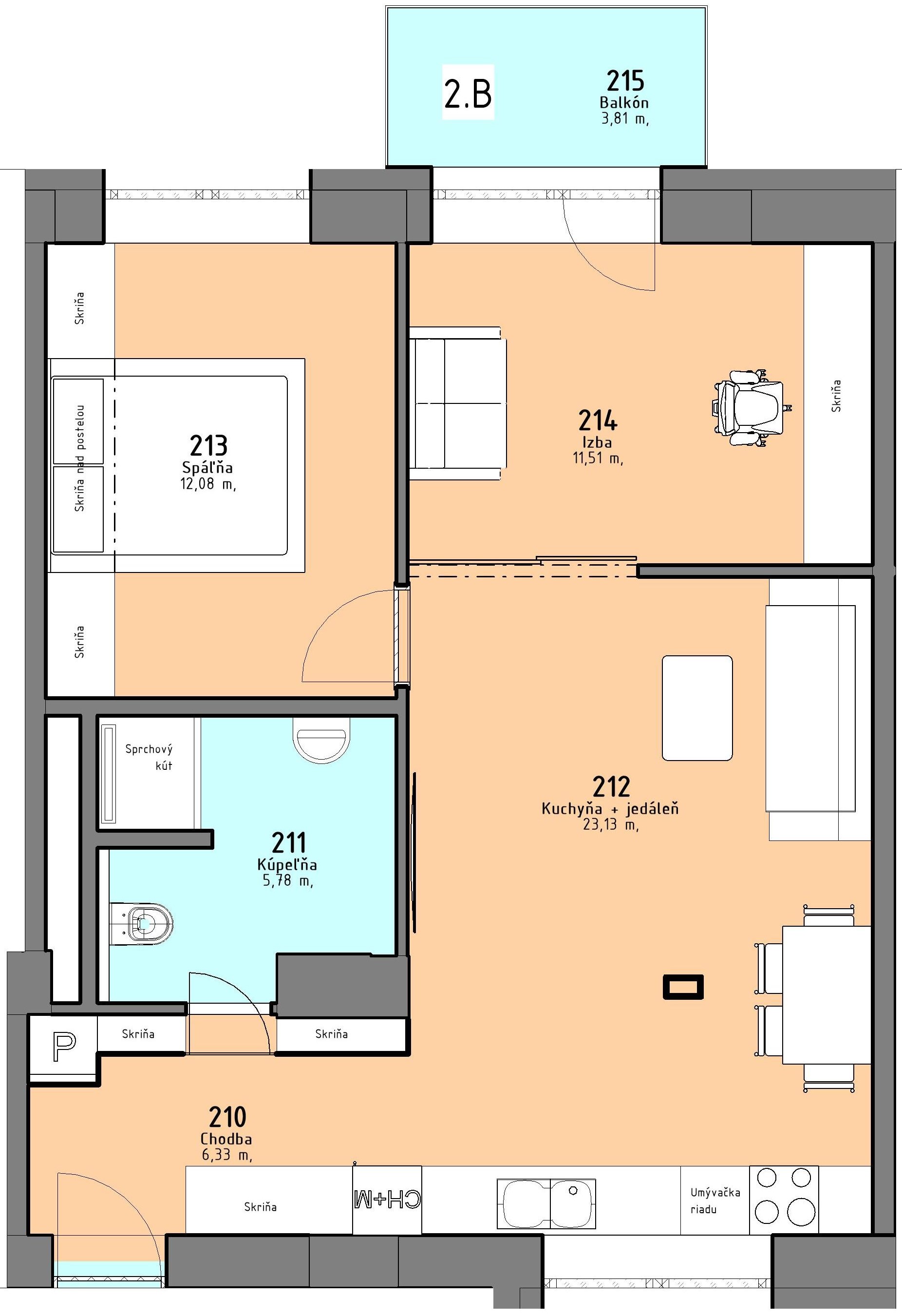 Rezidencia PARK - 2.B - Pôdorys