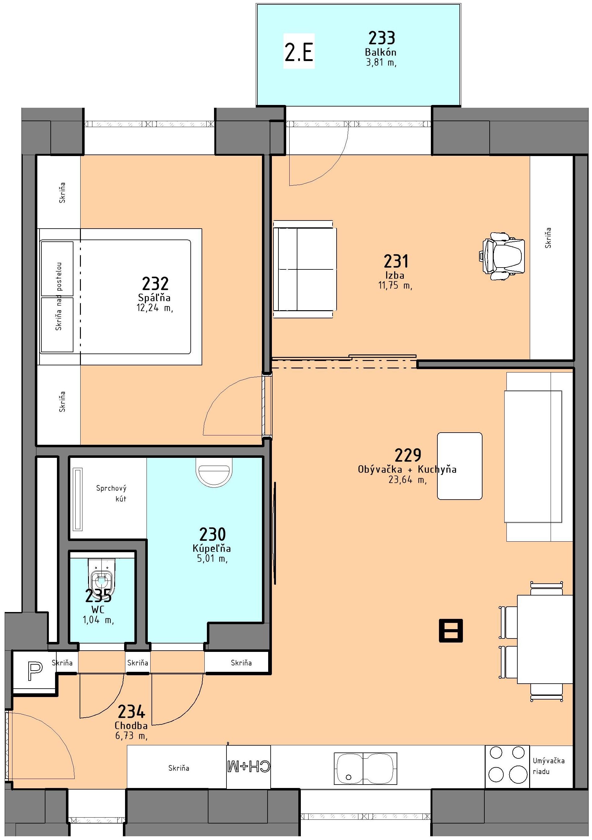 Rezidencia PARK - 2.E - Pôdorys