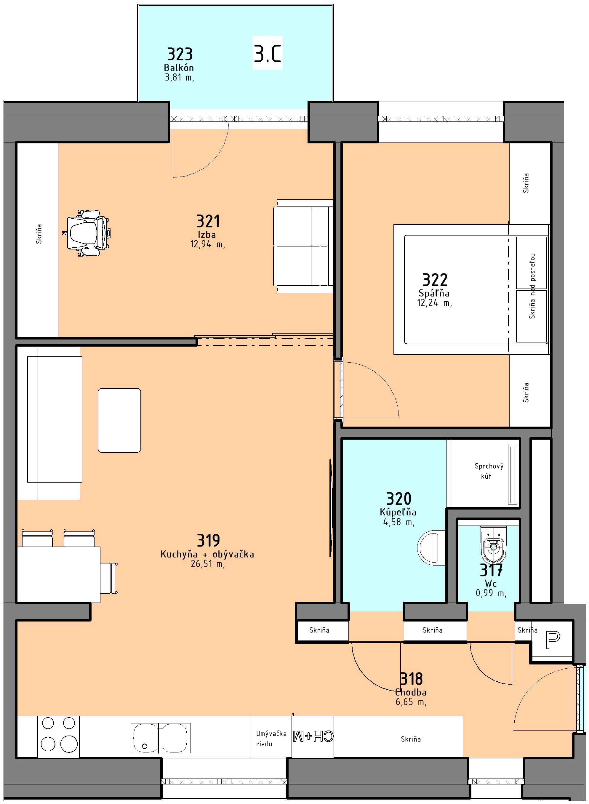 Rezidencia PARK - 3.C - Pôdorys