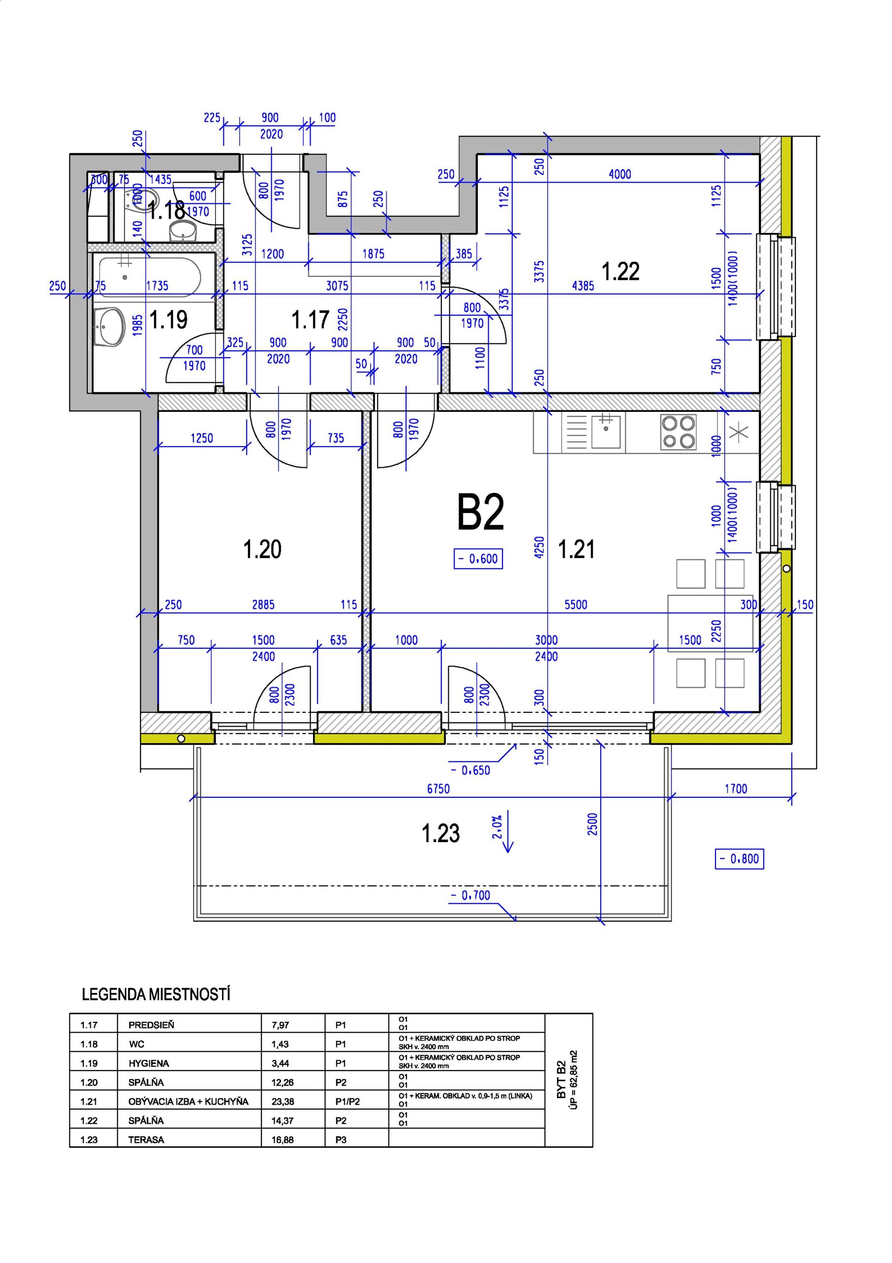 Bývanie Ružičky - B2 - Pôdorys