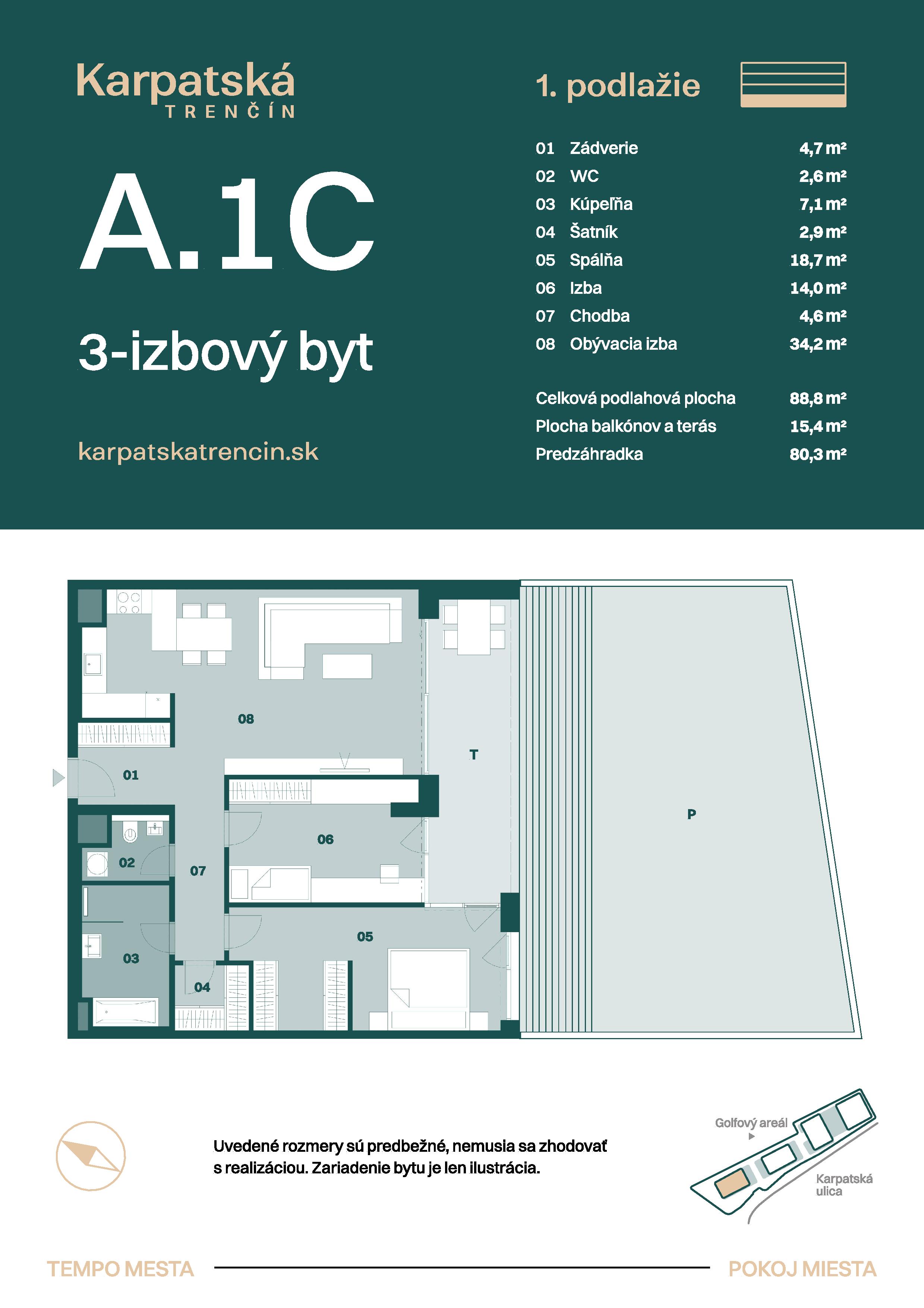 Karpatská Trenčín - A.1C - Pôdorys