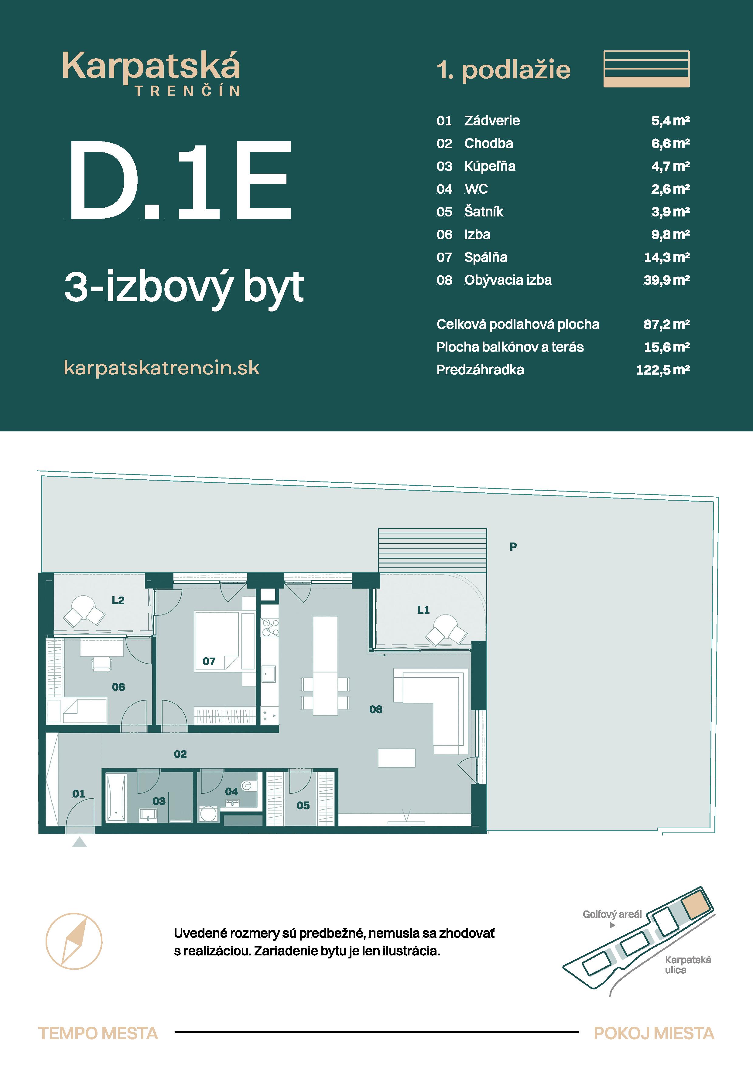 Karpatská Trenčín - D.1E - Pôdorys