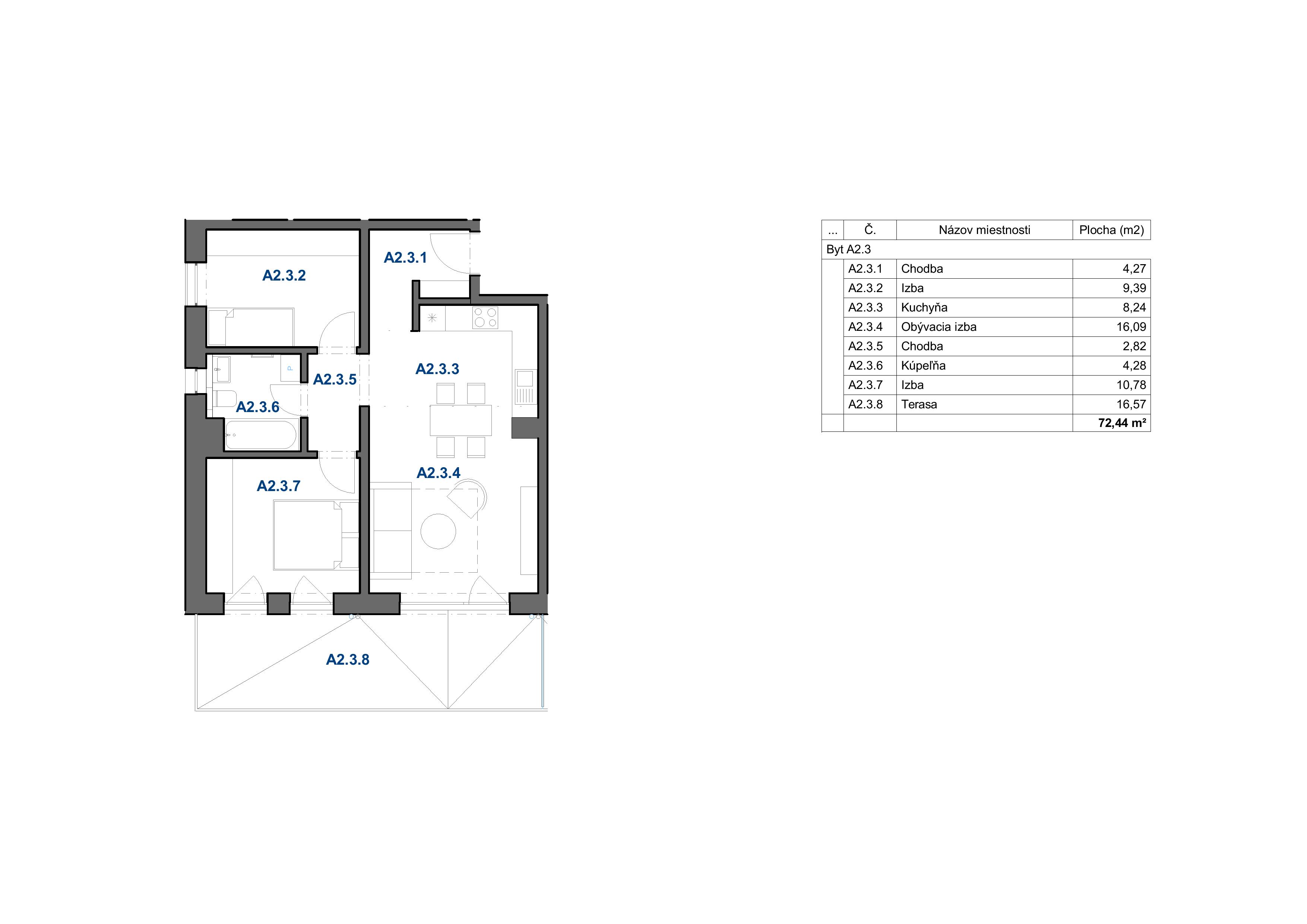 Levan Trnava - A2.3 (3i) - Pôdorys