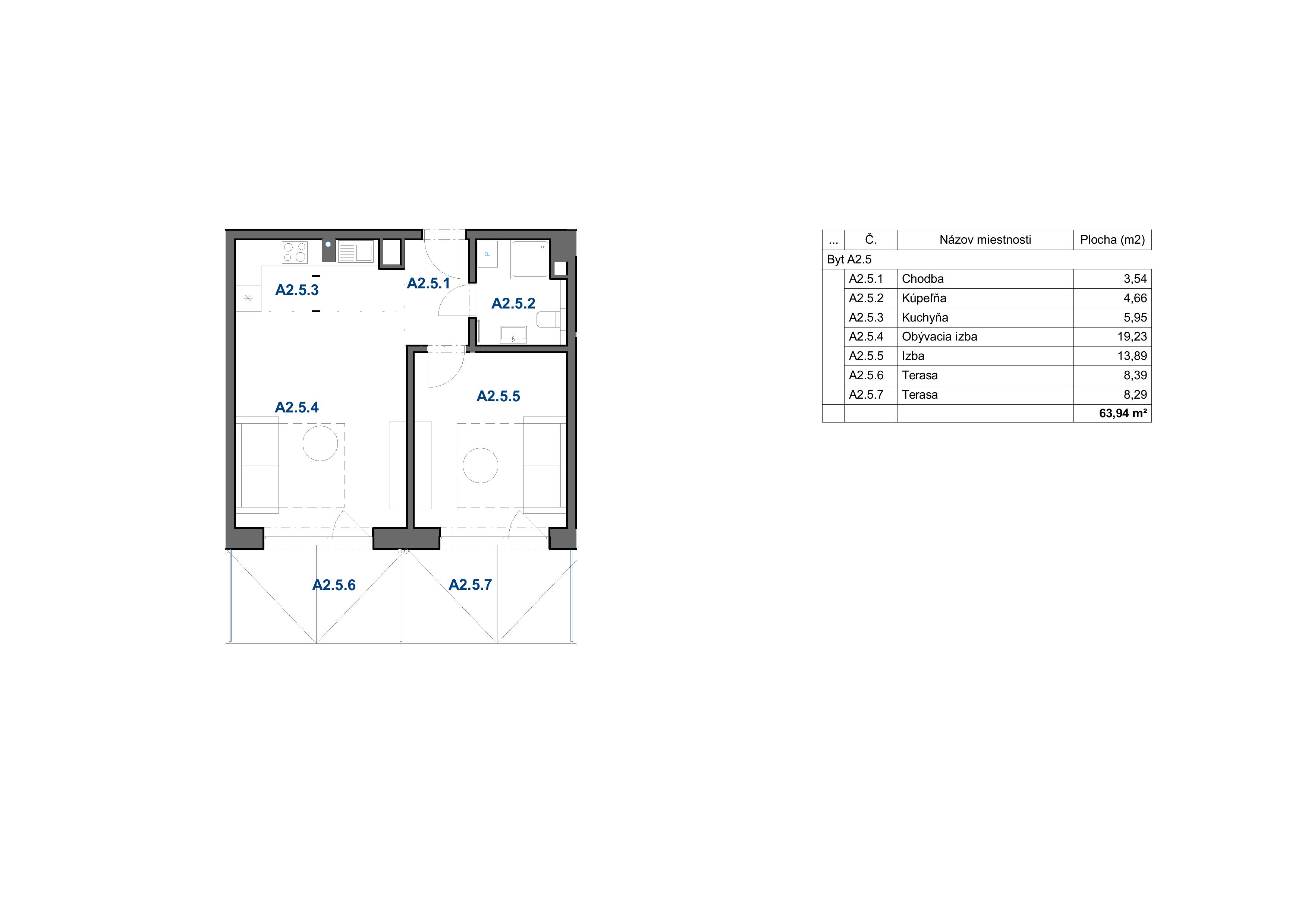 Levan Trnava - A2.5 (2i) - Pôdorys