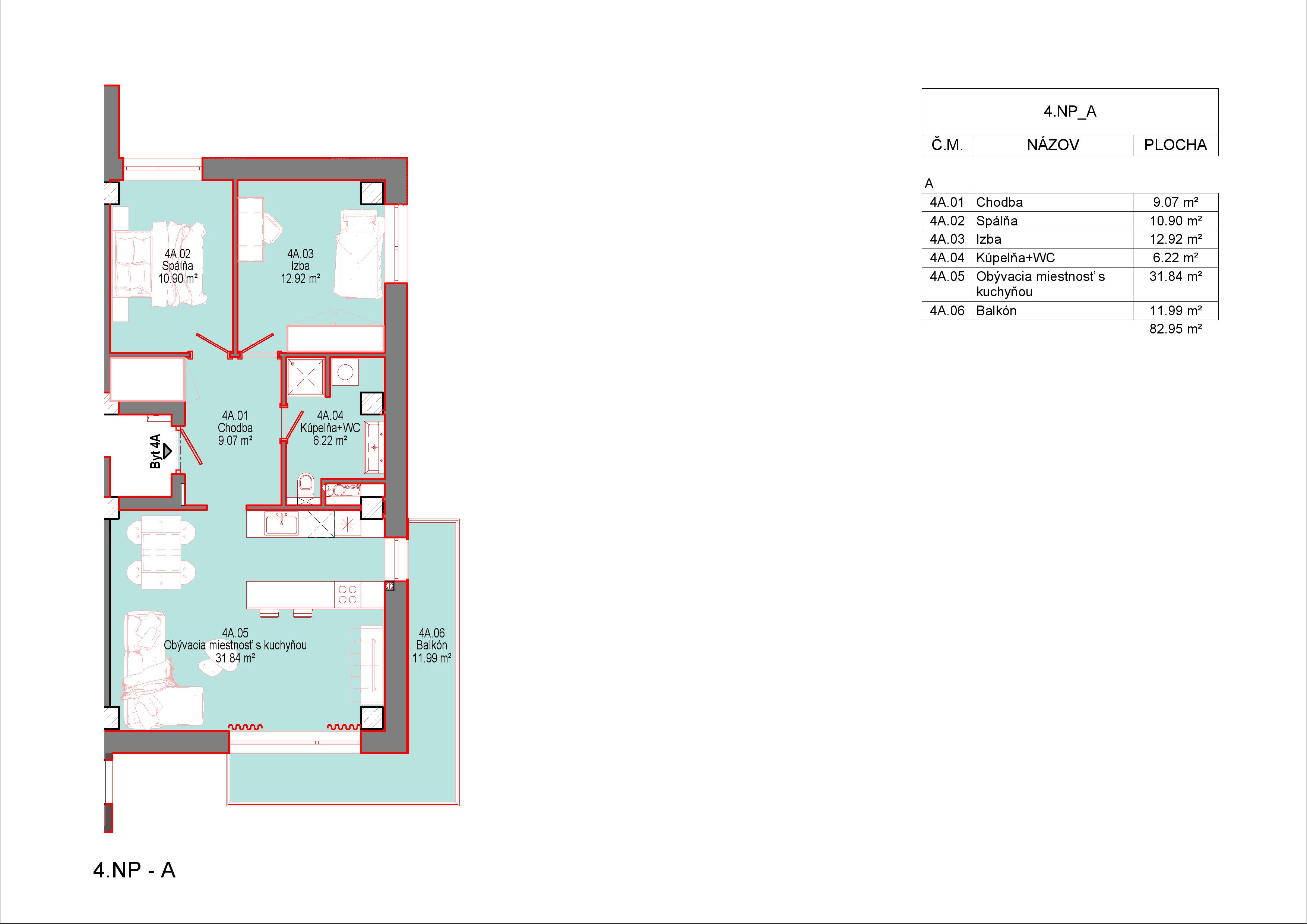 Trikota Vrbové - 4A - Pôdorys