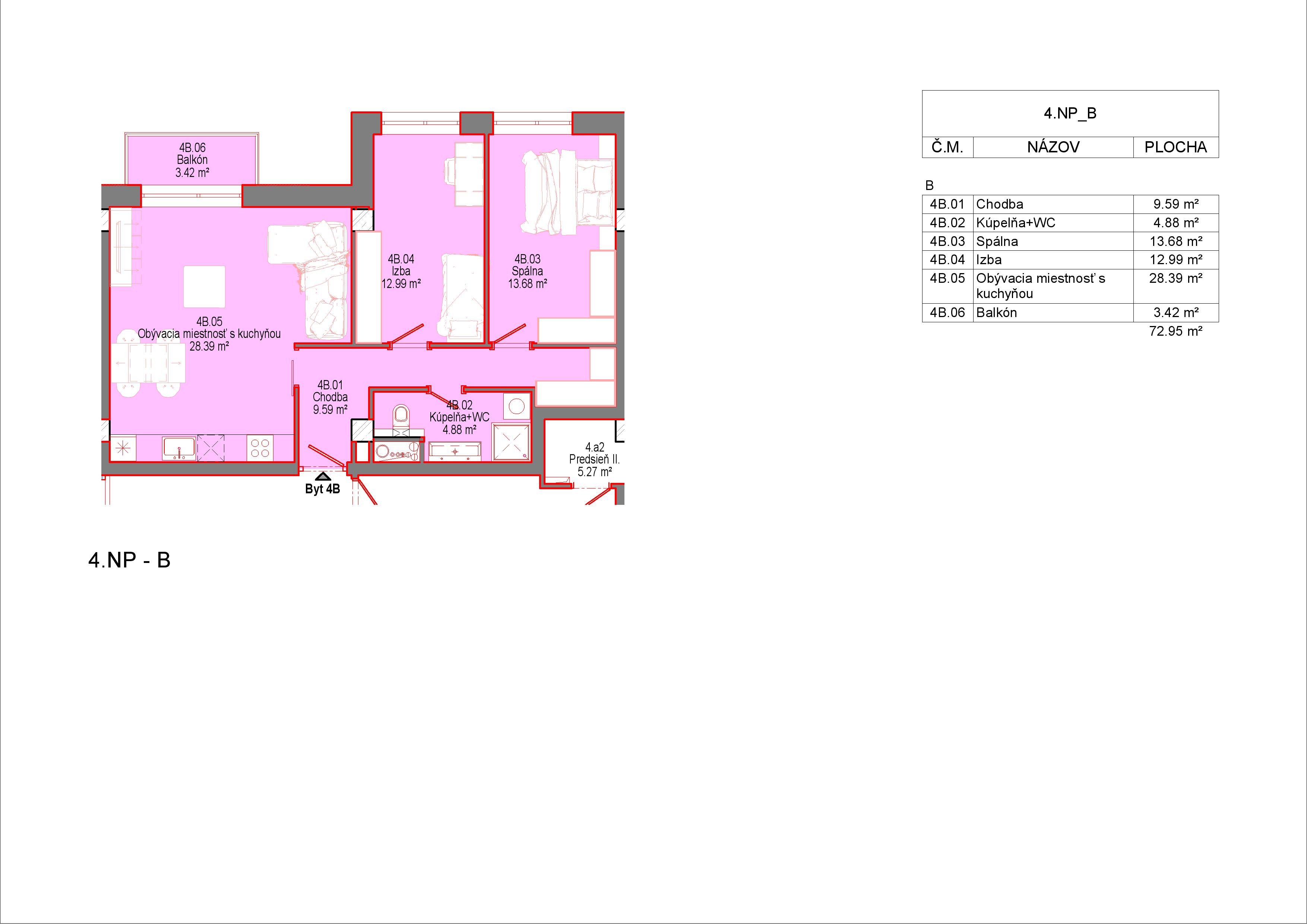 Trikota Vrbové - 4B - Pôdorys