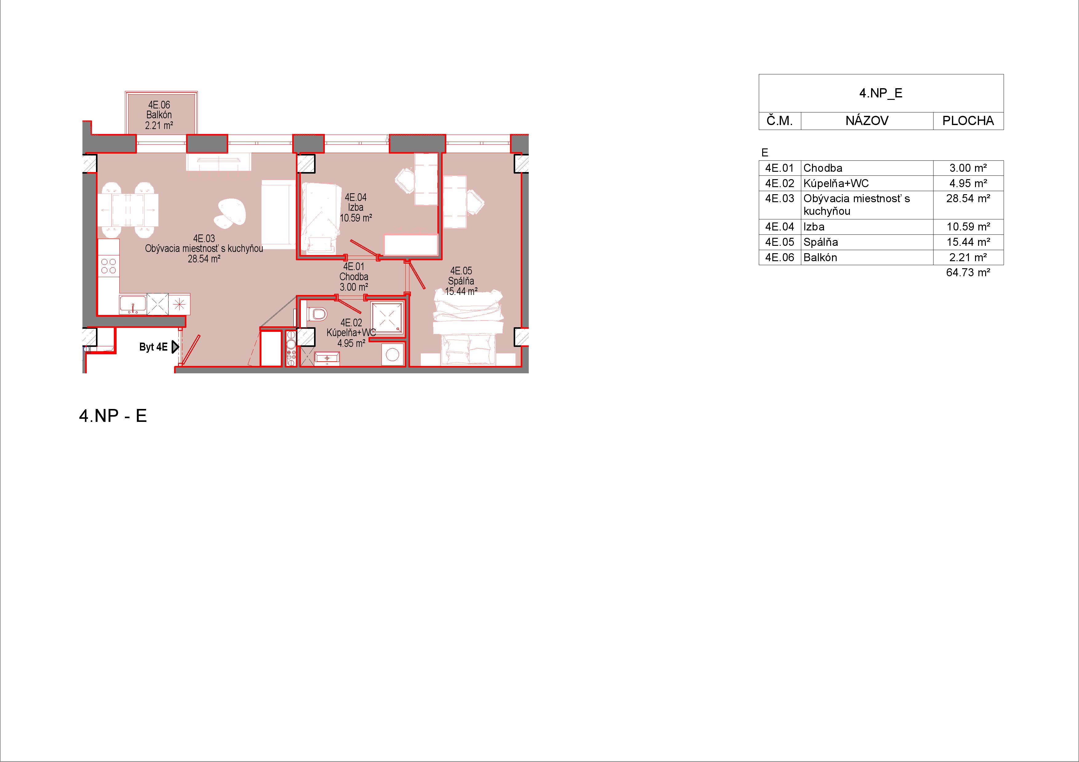Trikota Vrbové - 4E - Pôdorys