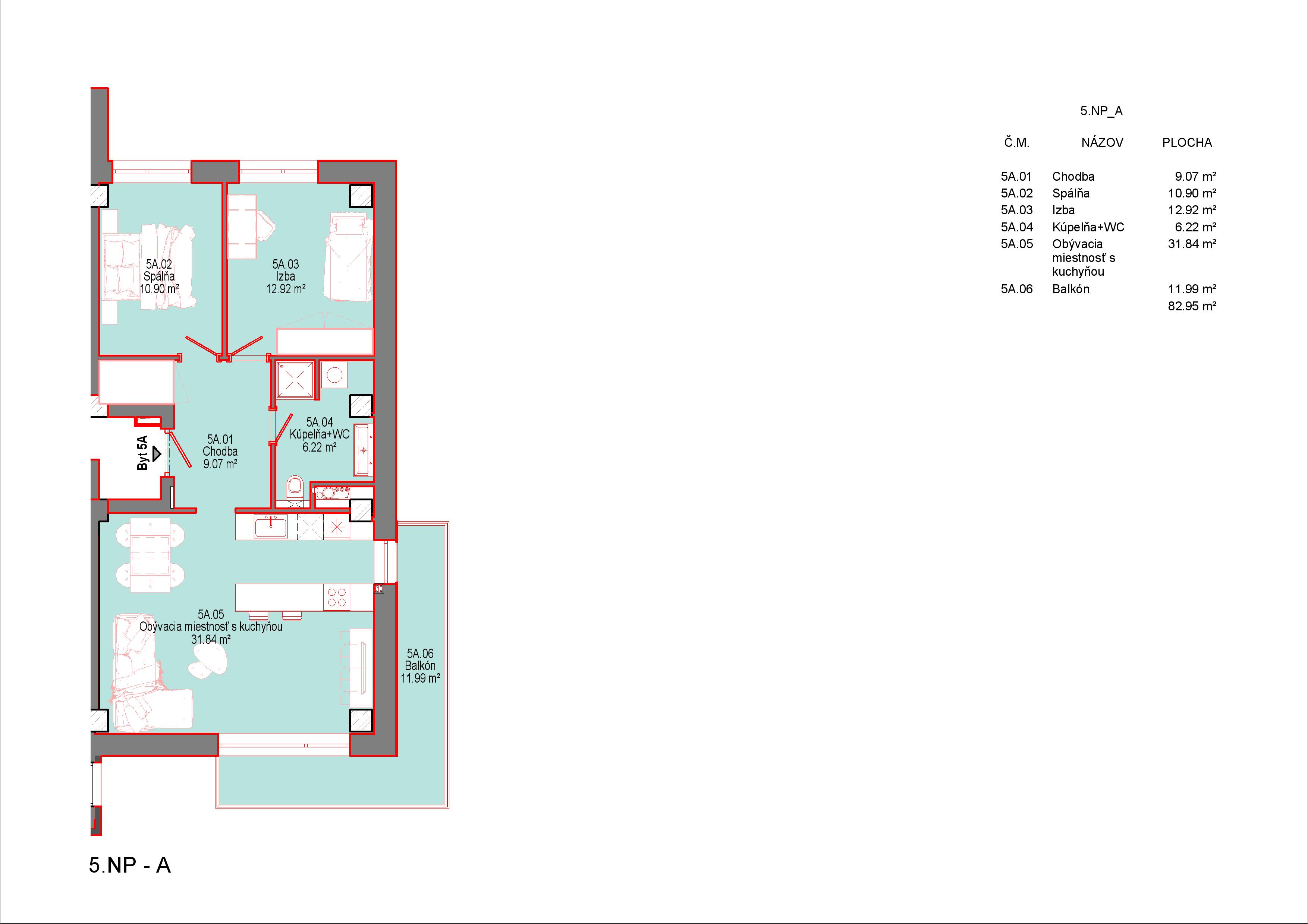 Trikota Vrbové - 5A - Pôdorys