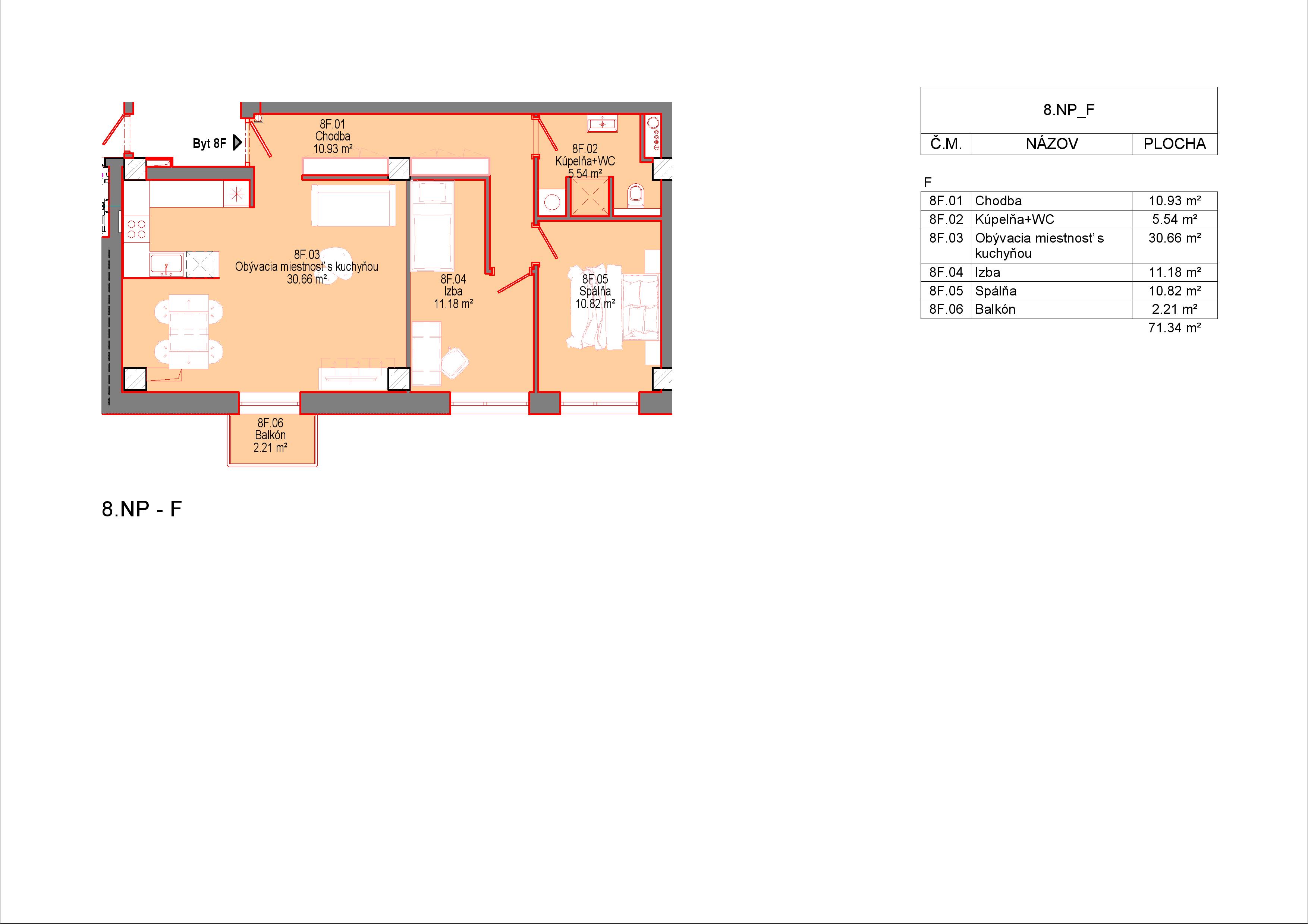 Trikota Vrbové - 8F - Pôdorys