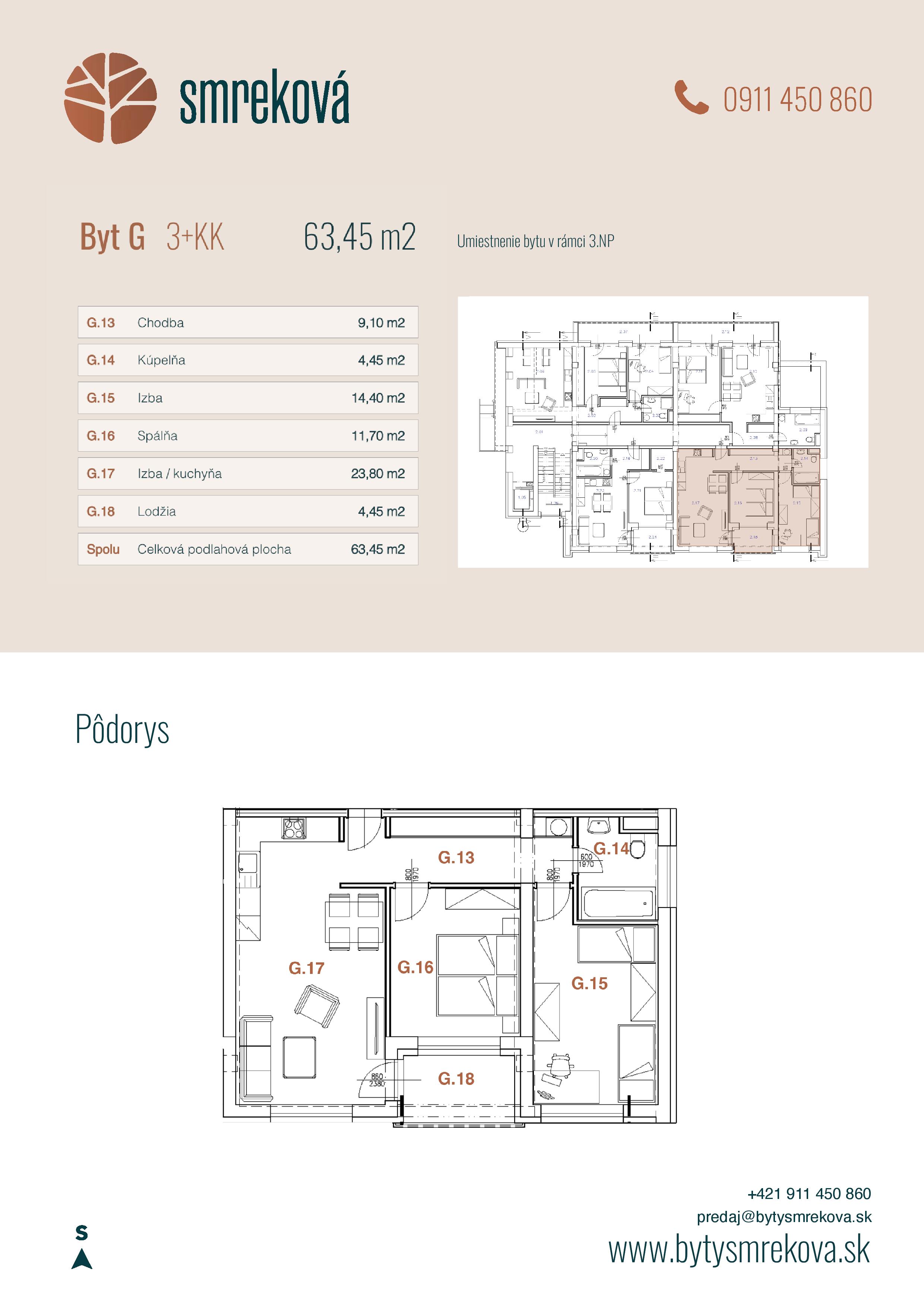 Byty Smreková - G - Pôdorys